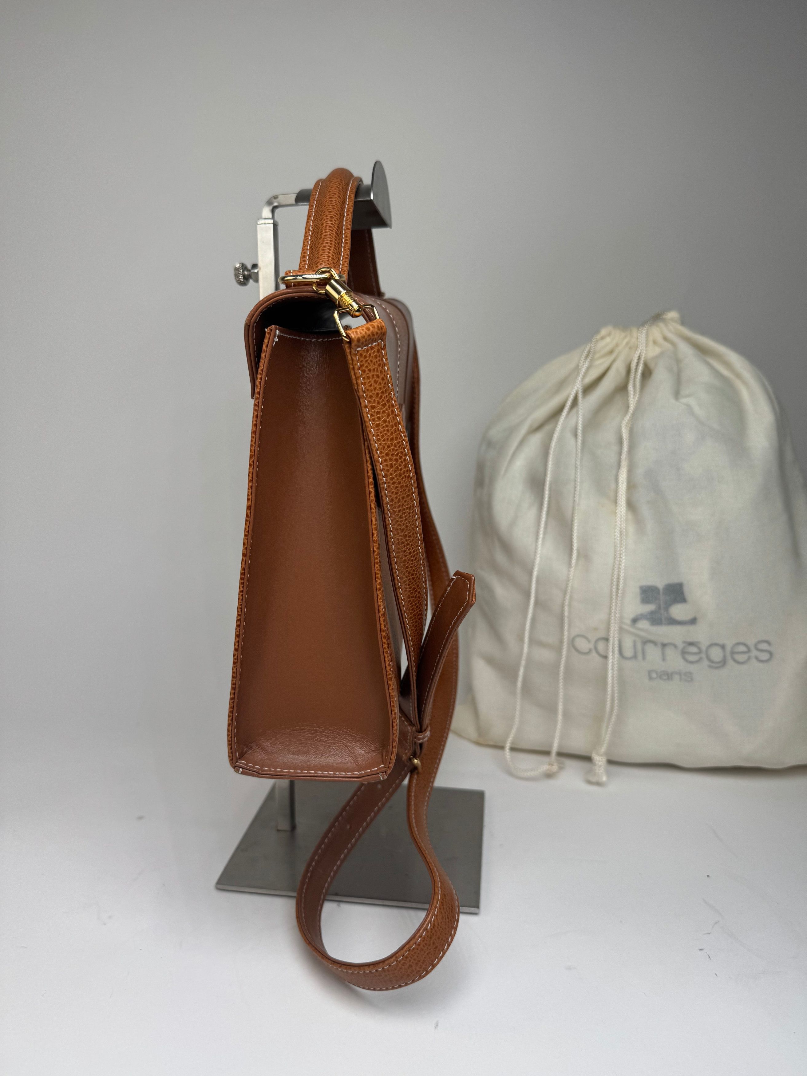 Courreges Vintage 2Way Leather Handbag Brown Size ONE SIZE - 3 Thumbnail