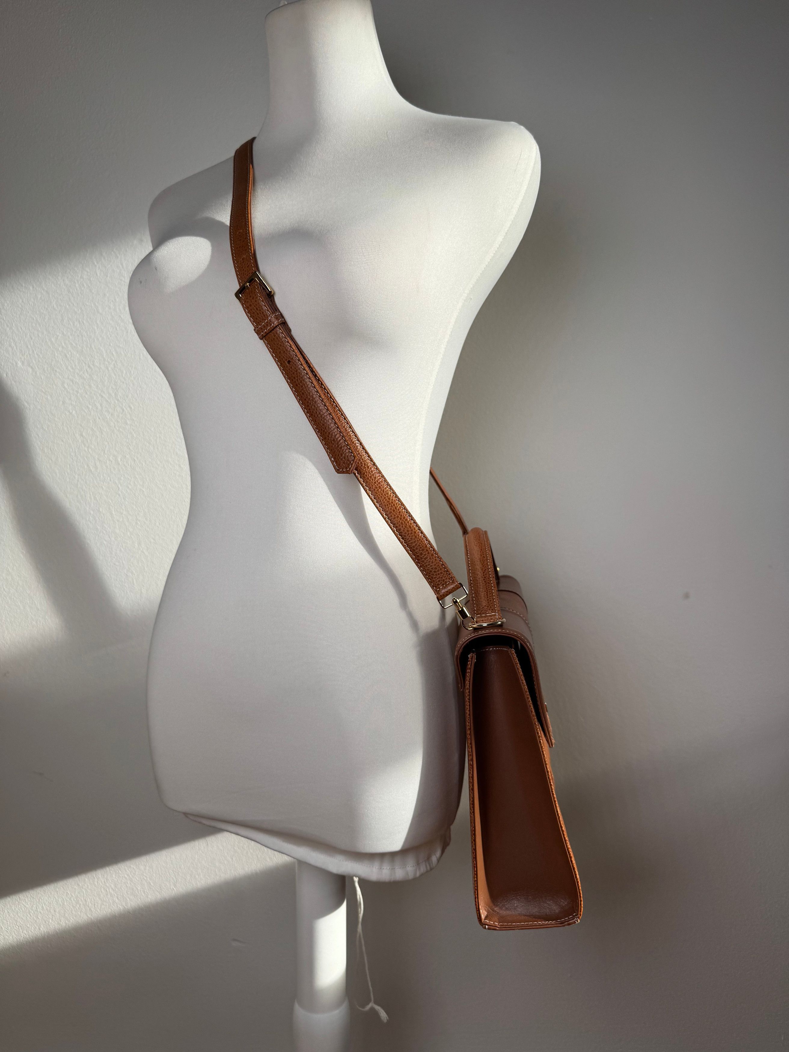 Courreges Vintage 2Way Leather Handbag Brown Size ONE SIZE - 4 Thumbnail