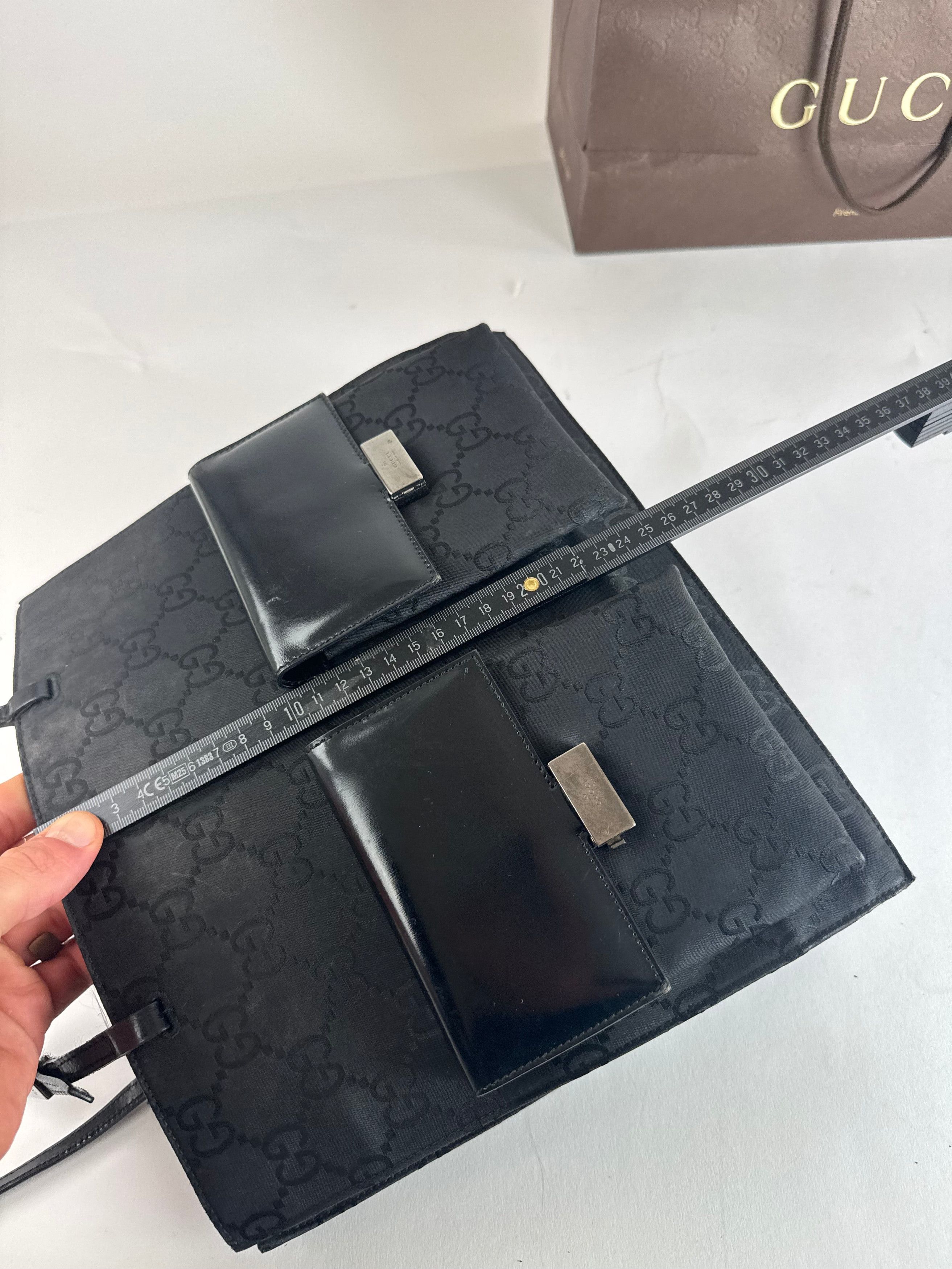 Gucci Vintage Monogram Leather Canvas Handbag Black Size ONE SIZE - 10 Thumbnail