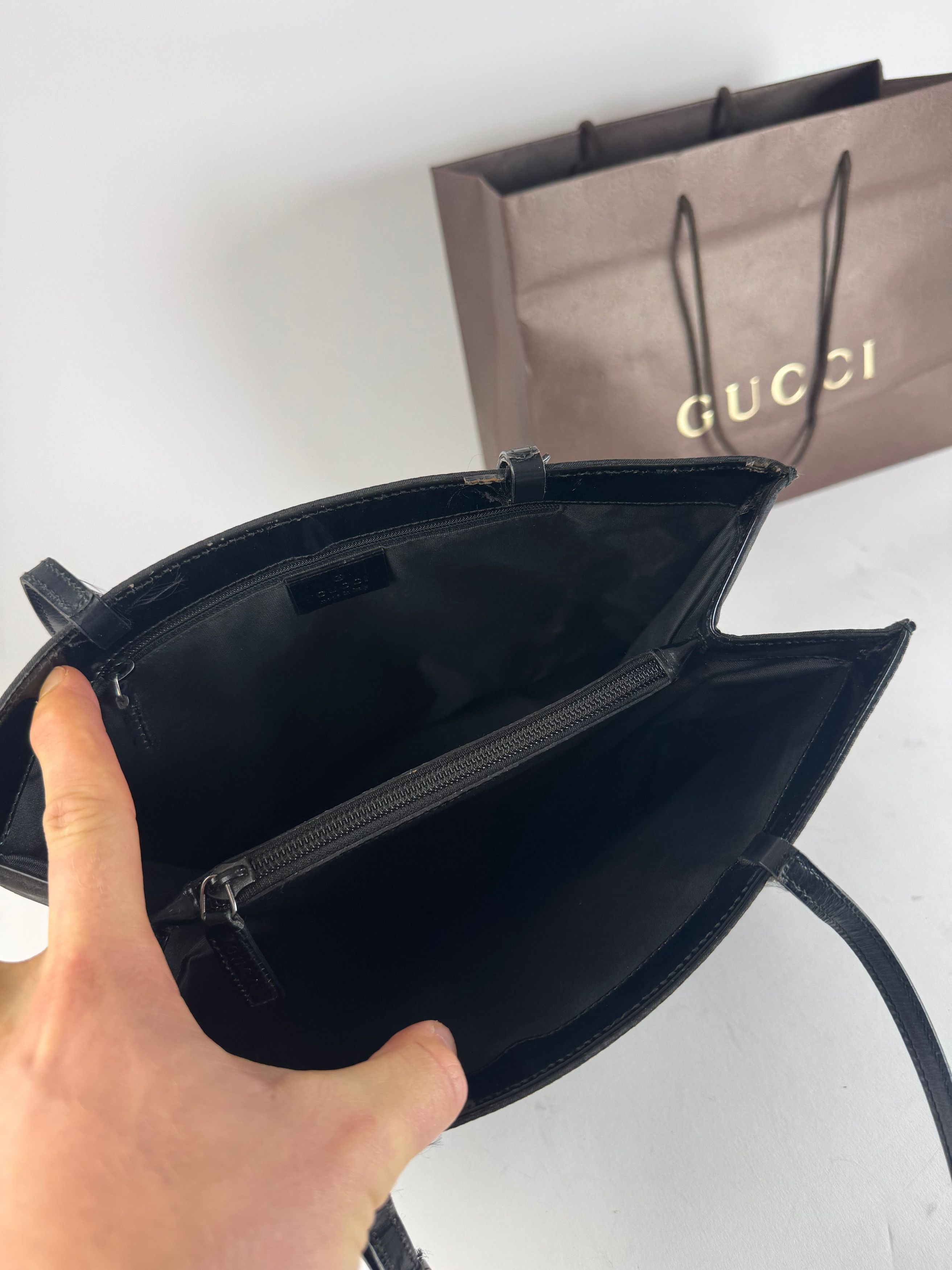 Gucci Vintage Monogram Leather Canvas Handbag Black Size ONE SIZE - 3 Thumbnail