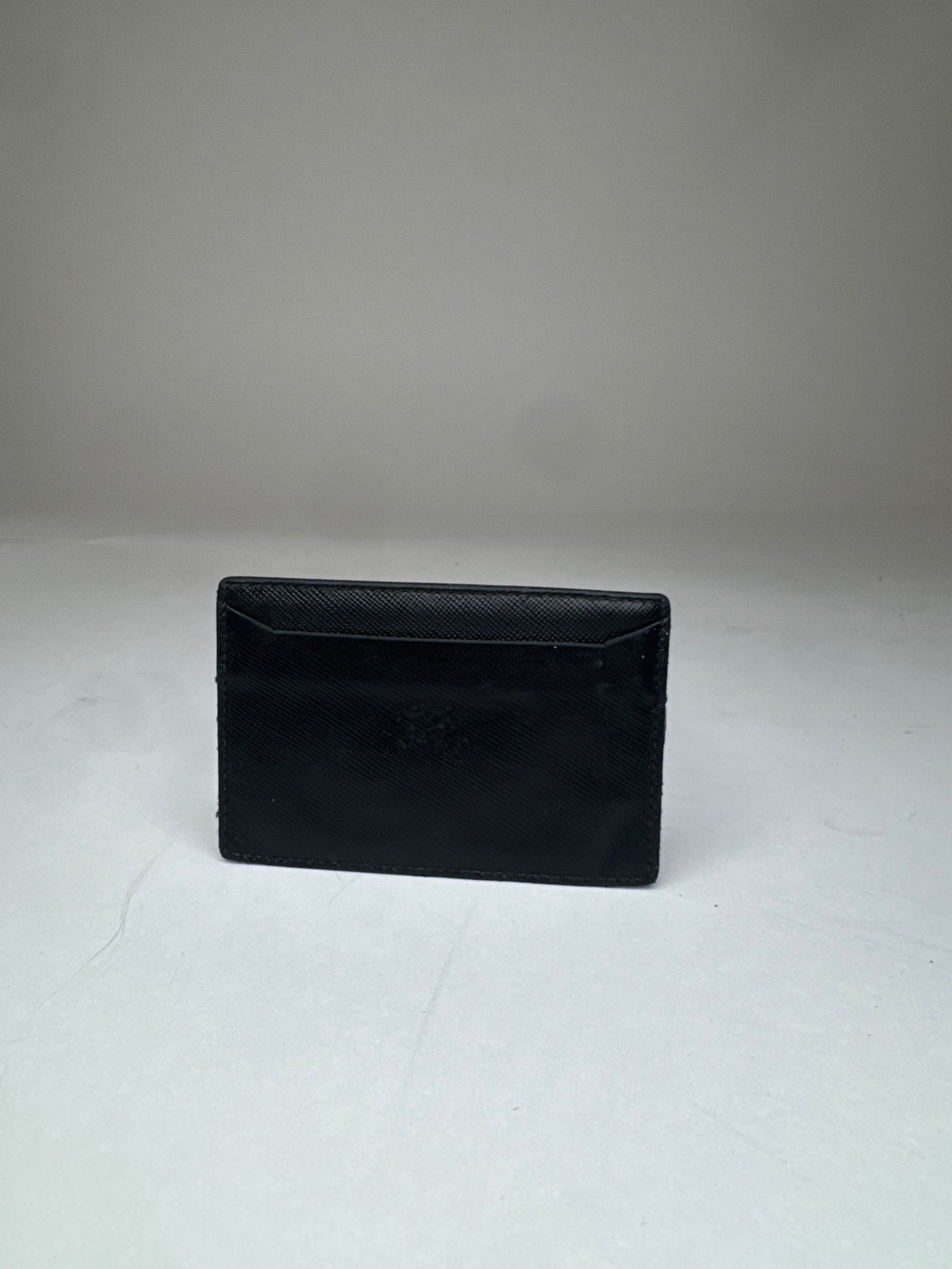 Prada Vintage Triangle Saffiano Leather Card Holder Black Size ONE SIZE - 2 Thumbnail