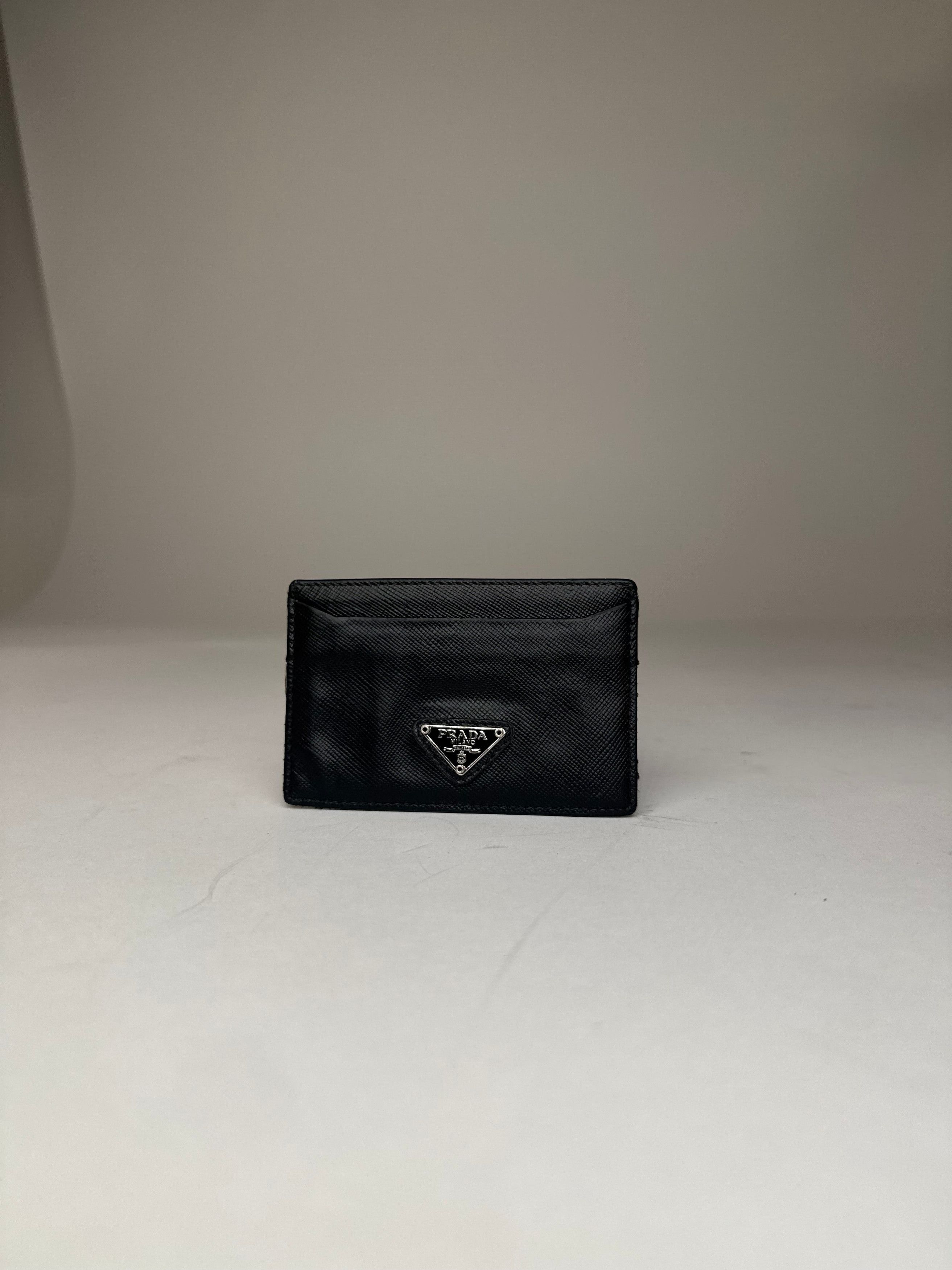 Prada Vintage Triangle Saffiano Leather Card Holder Black Size ONE SIZE - 8 Thumbnail
