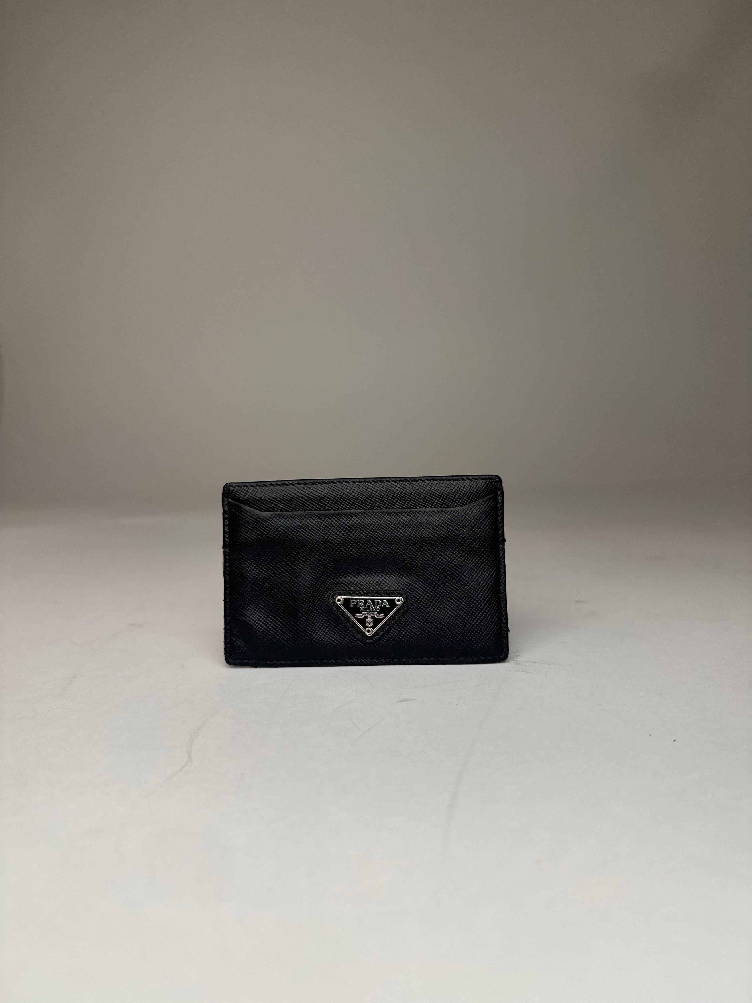 Prada Vintage Triangle Saffiano Leather Card Holder Black Size ONE SIZE - 3 Thumbnail