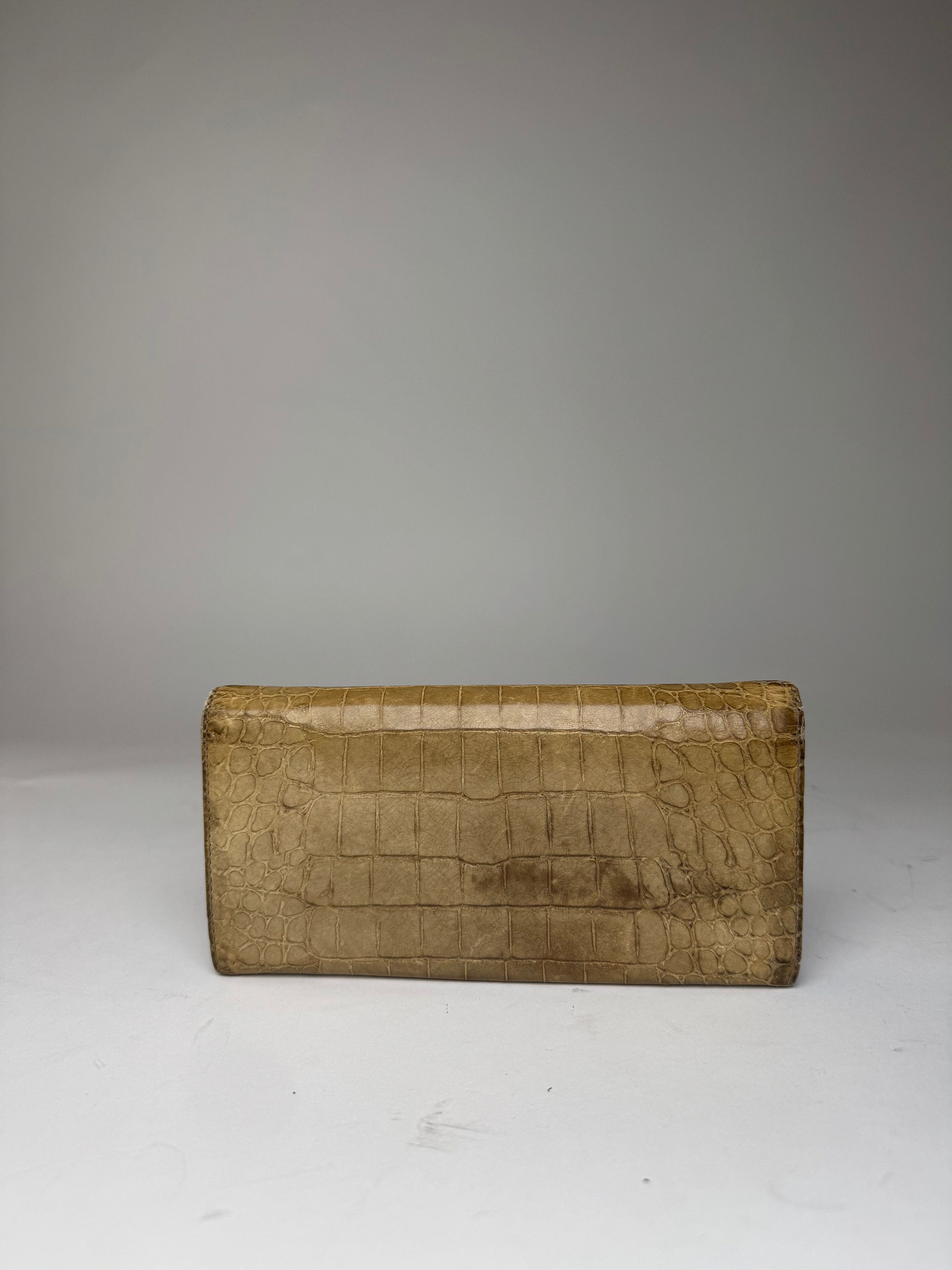 Miu Miu Vintage Crocodile Emblossed Leather Wallet Light Brown Size ONE SIZE - 12 Thumbnail