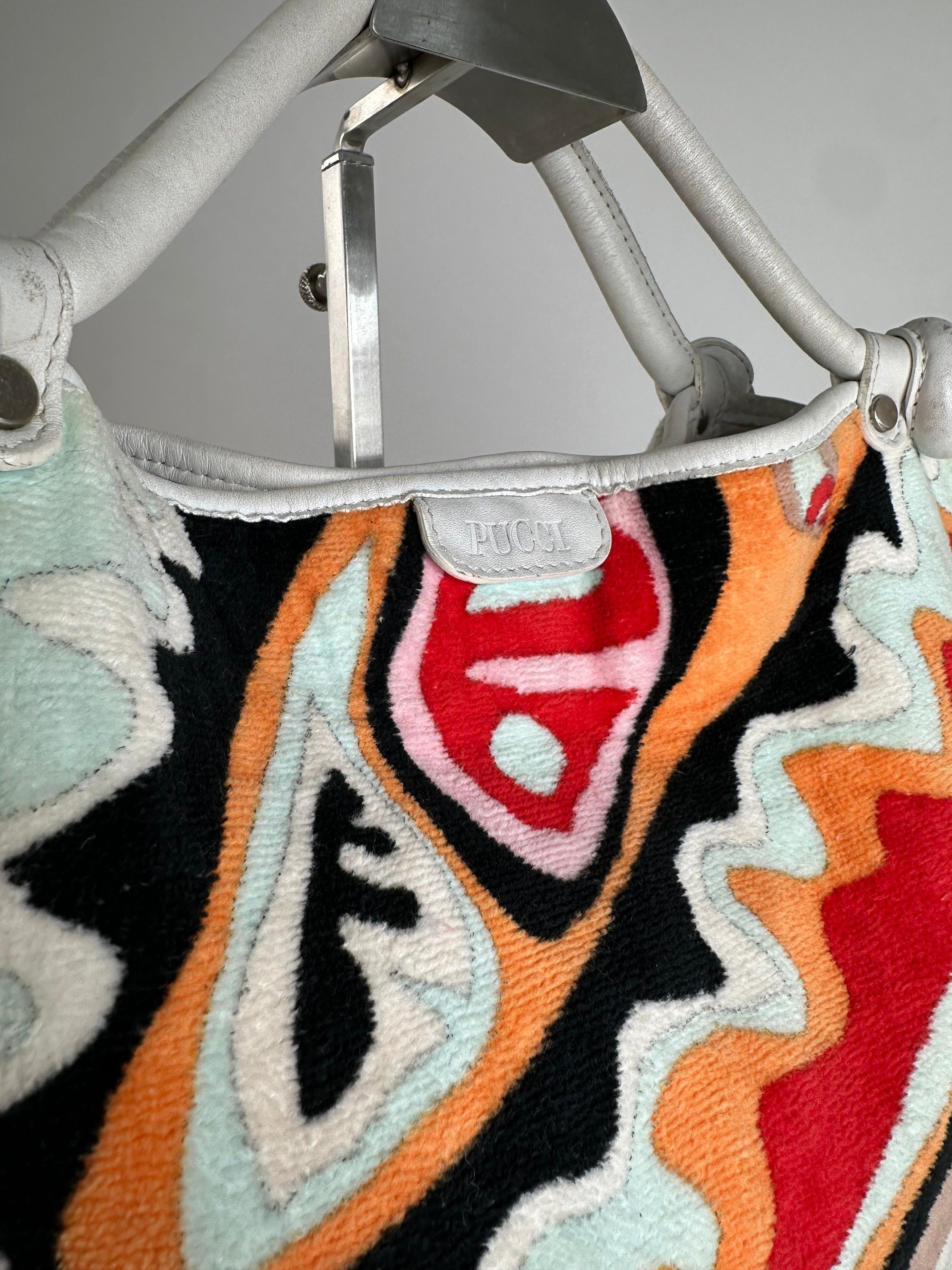Emilio Pucci Vintage Wool Leather Handbag Turquoise Orange Red Size ONE SIZE - 4 Thumbnail