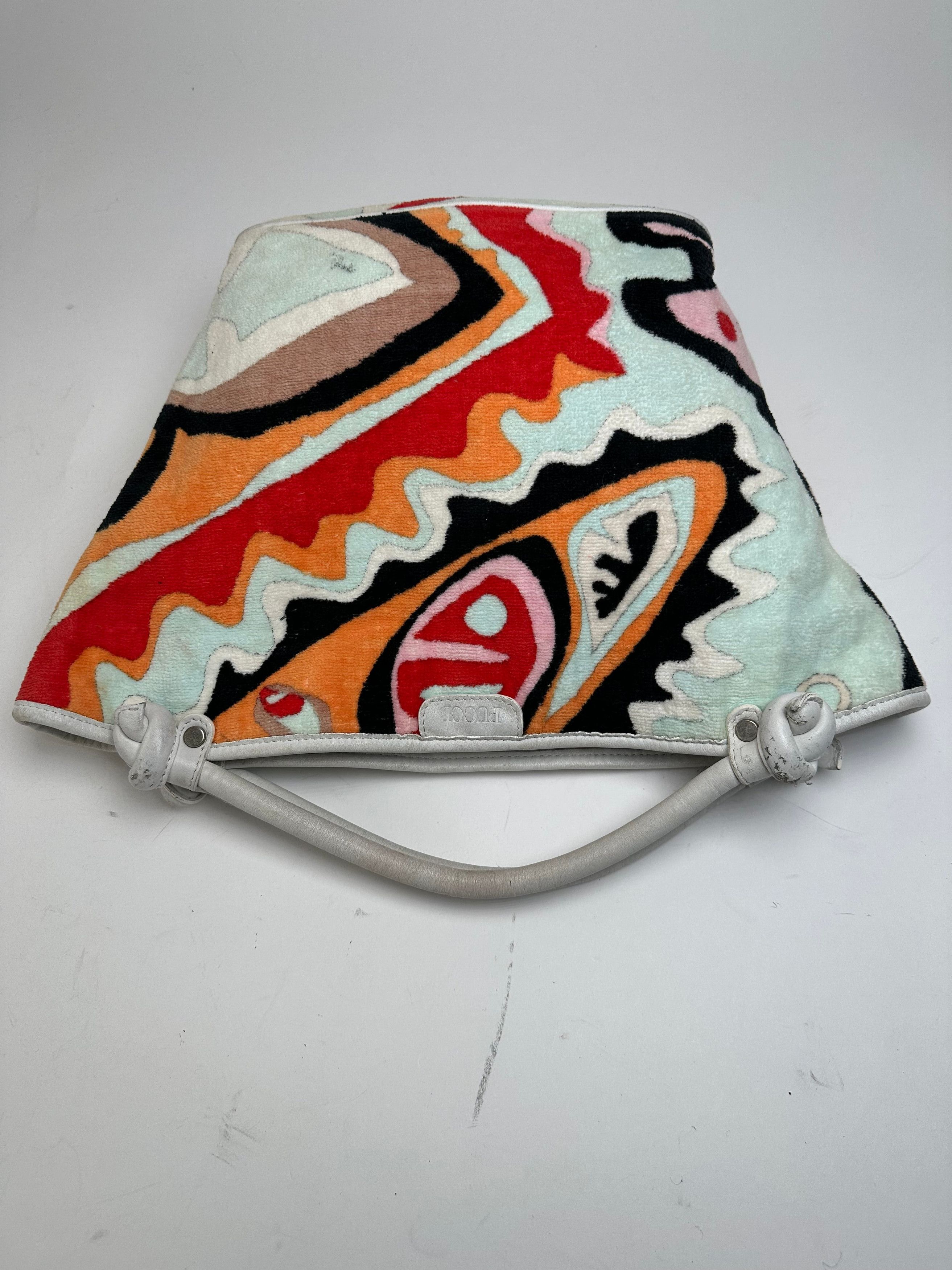 Emilio Pucci Vintage Wool Leather Handbag Turquoise Orange Red Size ONE SIZE - 6 Thumbnail