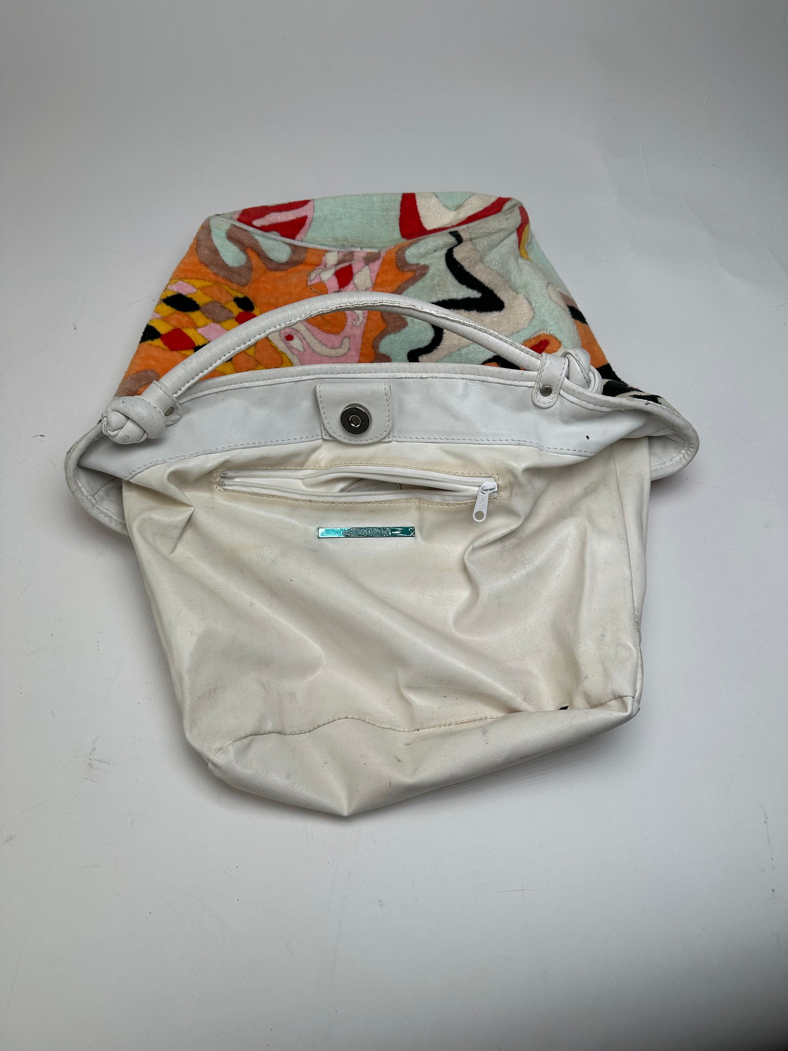 Emilio Pucci Vintage Wool Leather Handbag Turquoise Orange Red Size ONE SIZE - 9 Thumbnail