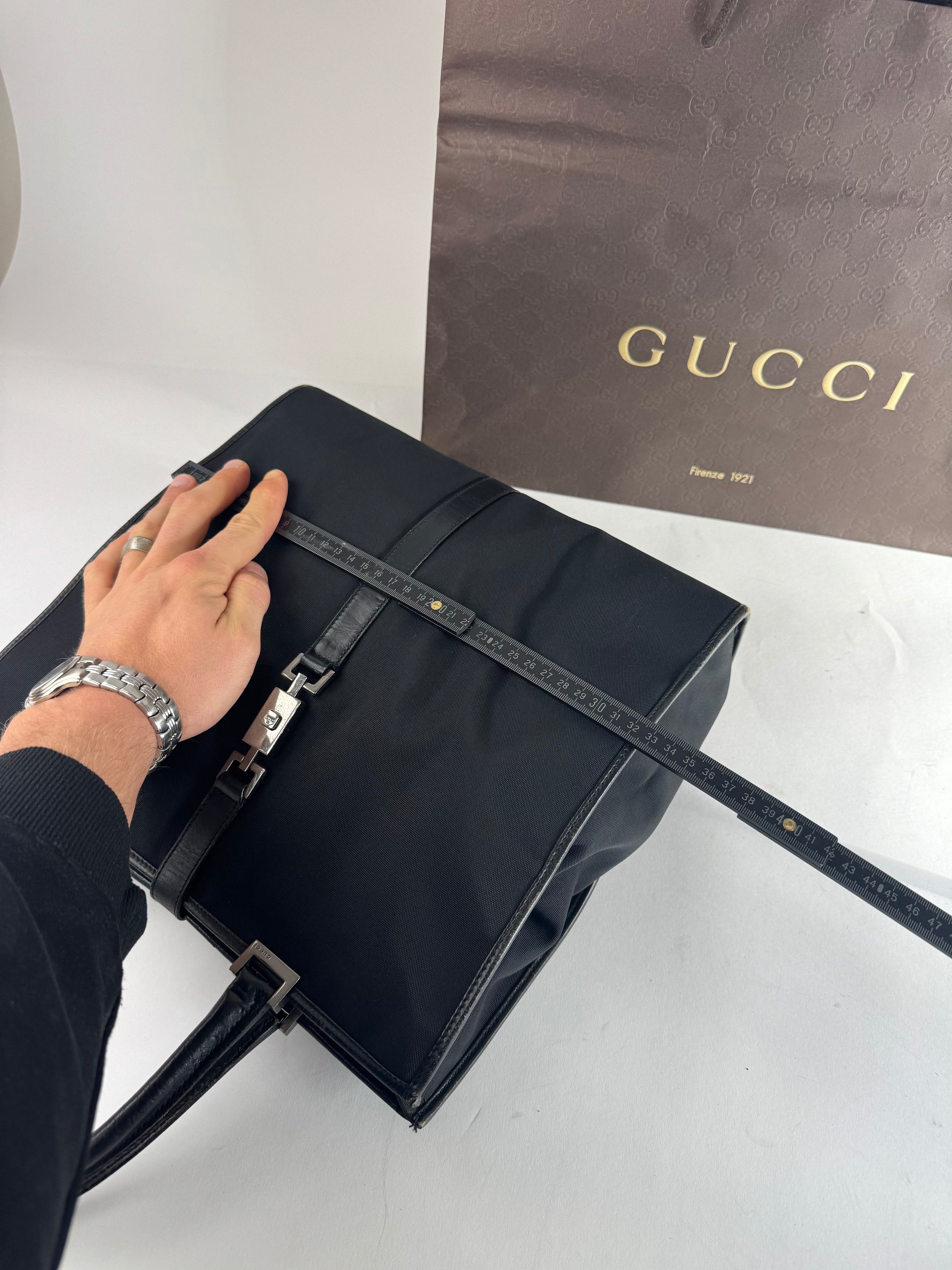 Gucci Vintage Jackie Leather Canvas Bag Black Size ONE SIZE - 8 Thumbnail