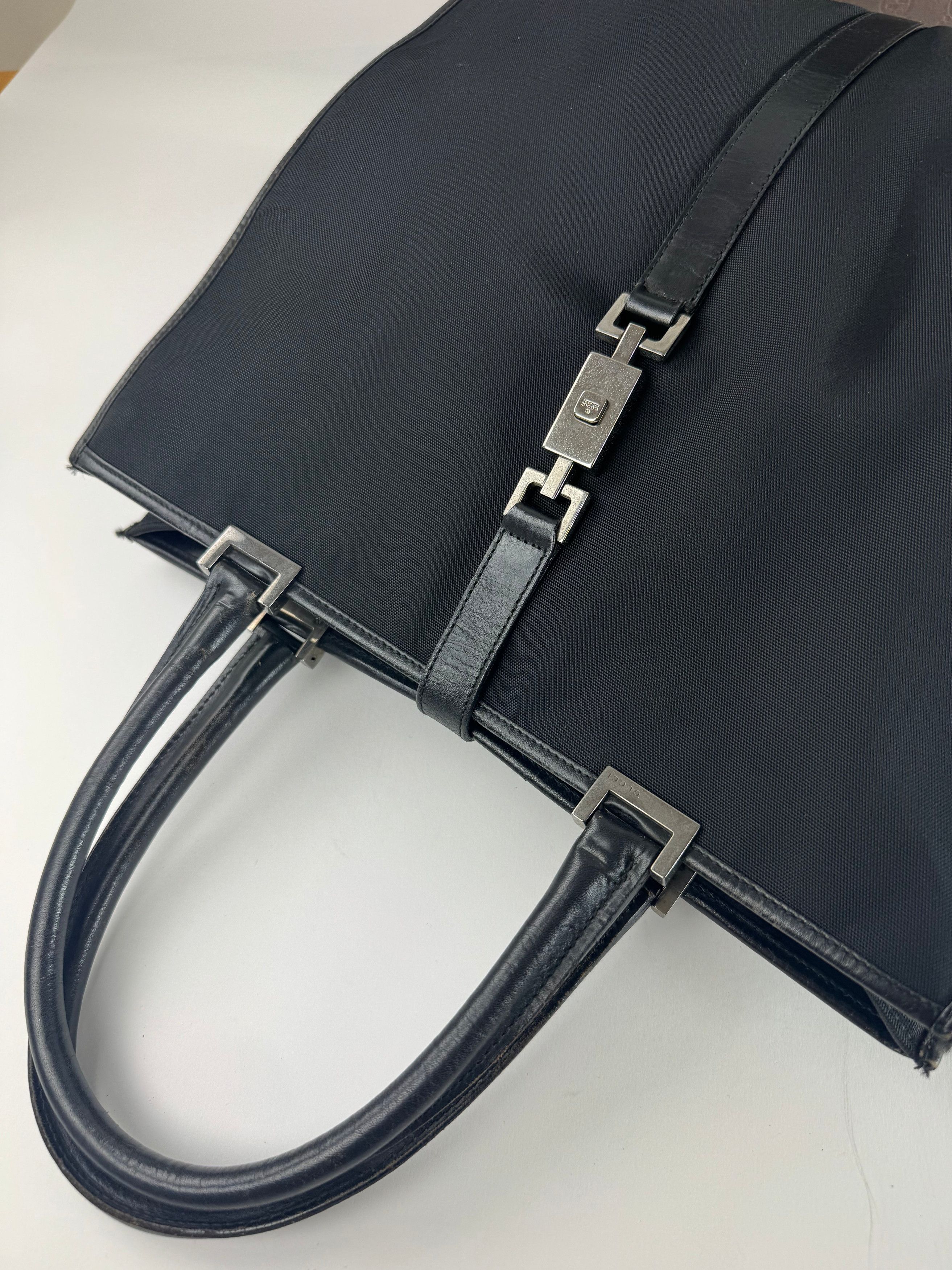 Gucci Vintage Jackie Leather Canvas Bag Black Size ONE SIZE - 9 Thumbnail