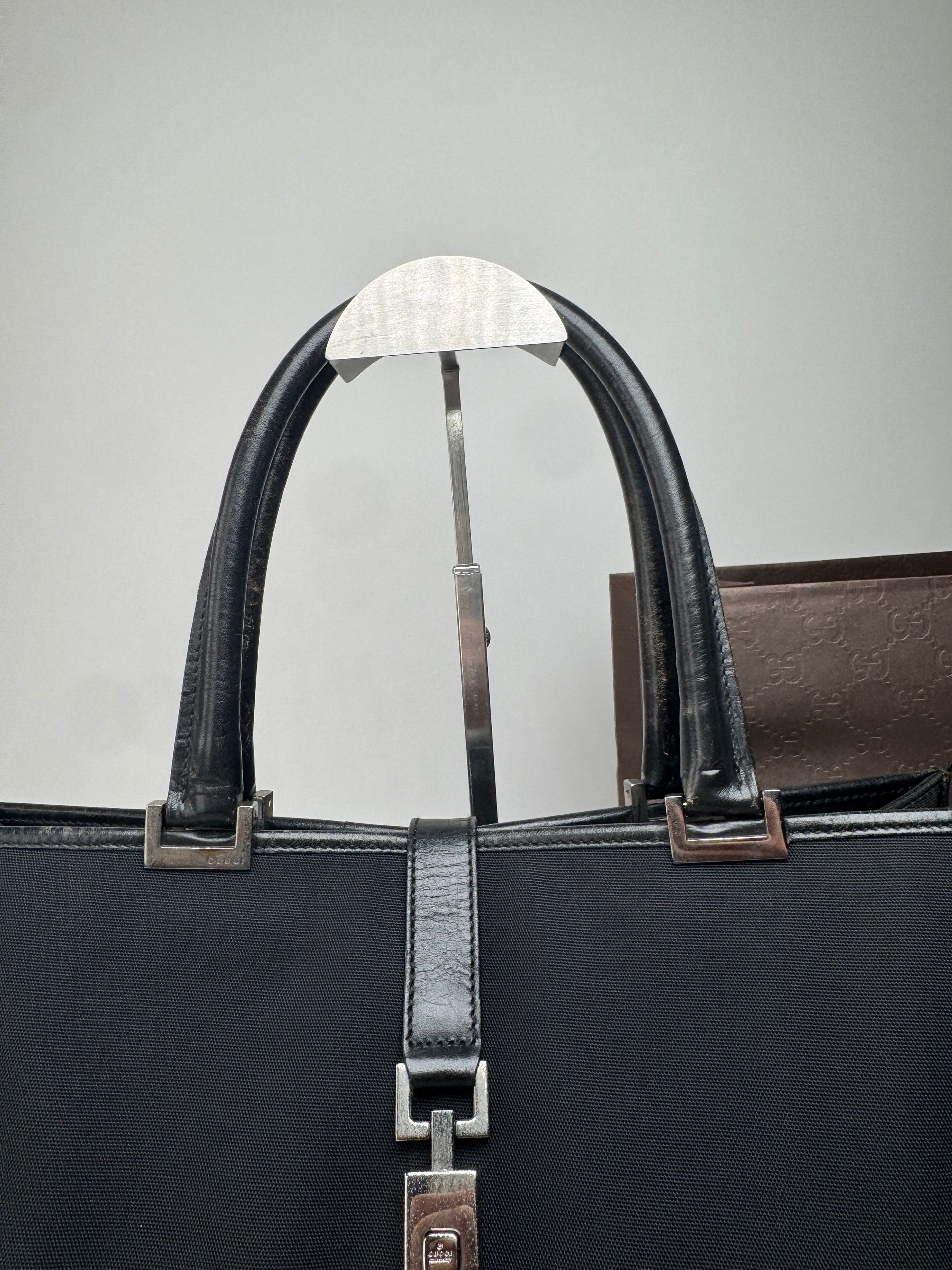 Gucci Vintage Jackie Leather Canvas Bag Black Size ONE SIZE - 7 Thumbnail