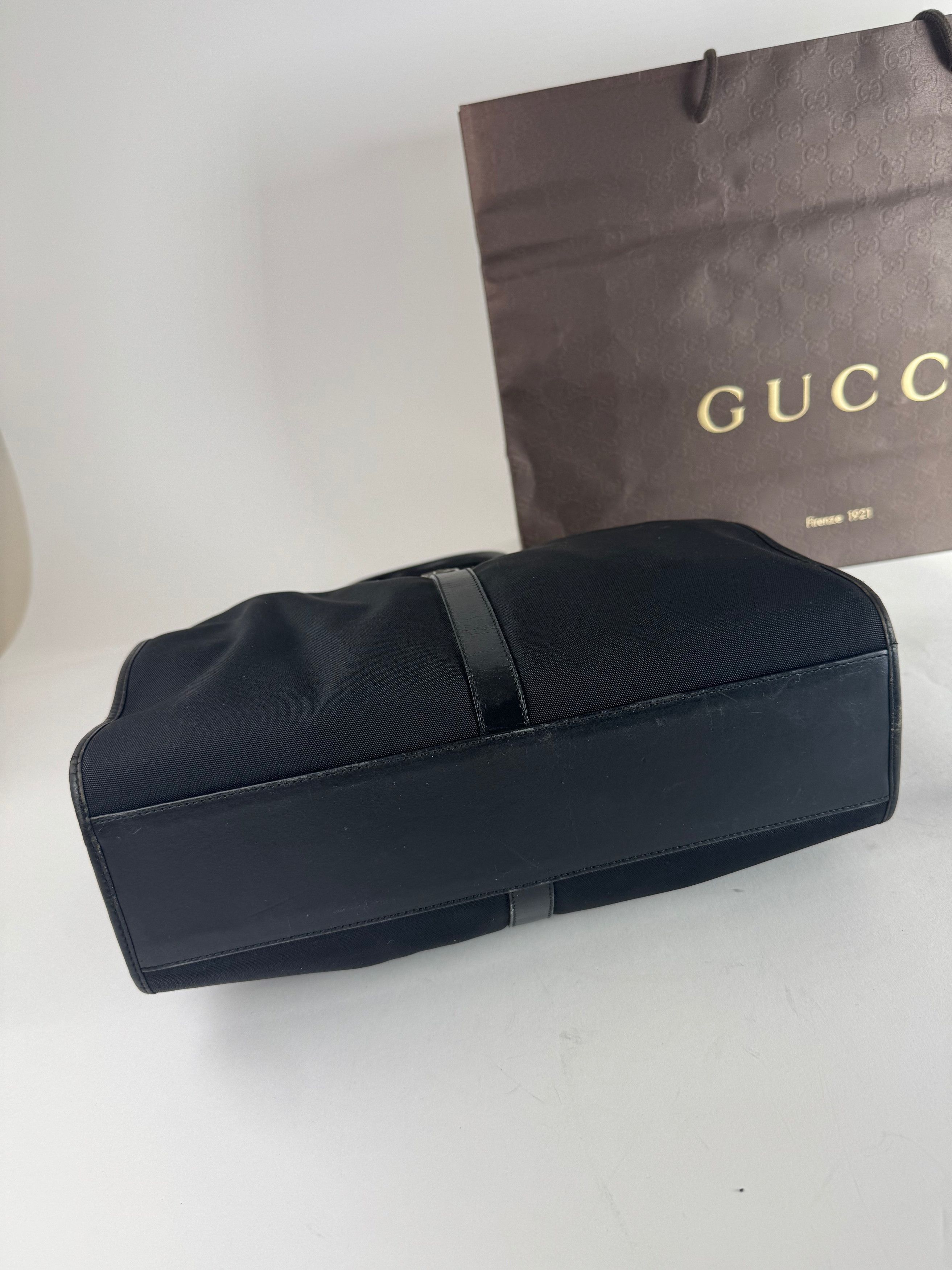 Gucci Vintage Jackie Leather Canvas Bag Black Size ONE SIZE - 11 Thumbnail