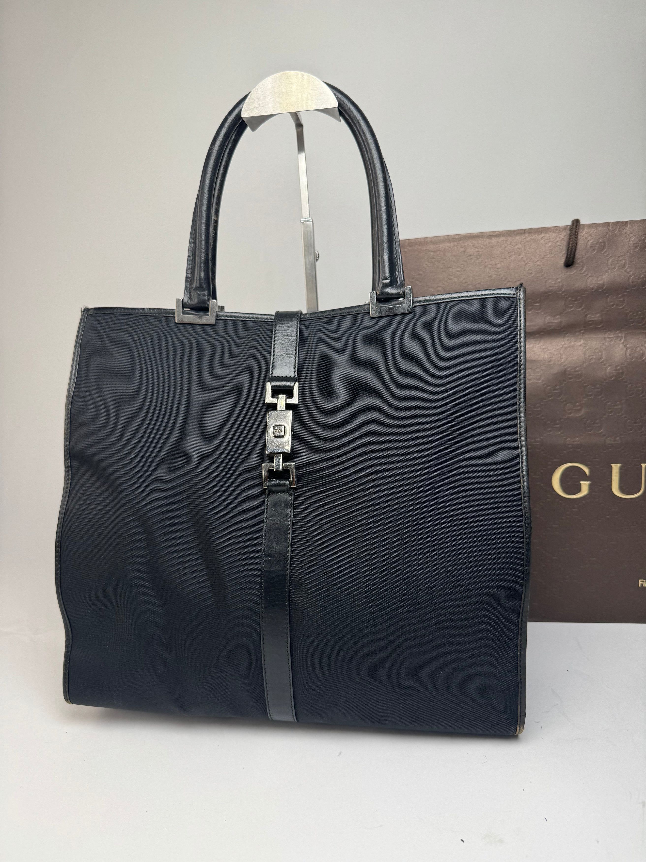 Gucci Vintage Jackie Leather Canvas Bag Black Size ONE SIZE - 12 Thumbnail