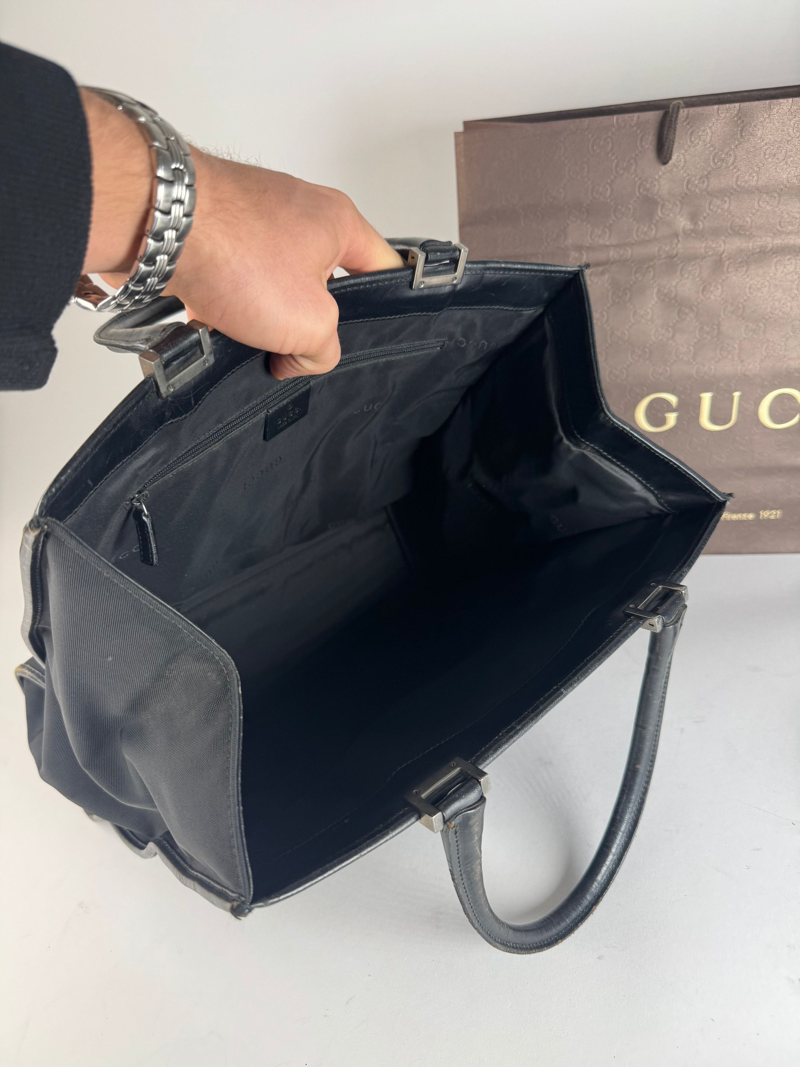 Gucci Vintage Jackie Leather Canvas Bag Black Size ONE SIZE - 3 Thumbnail