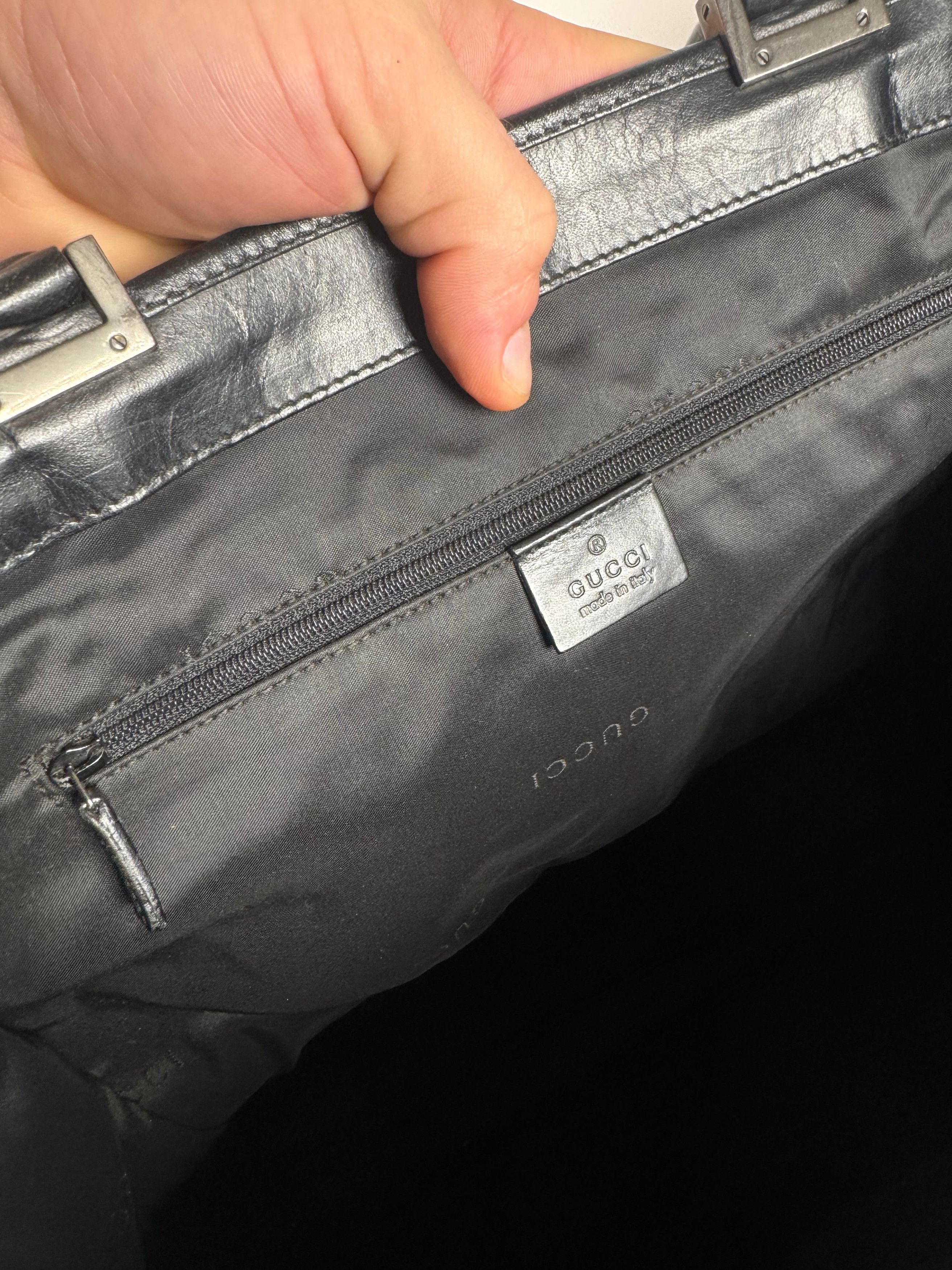 Gucci Vintage Jackie Leather Canvas Bag Black Size ONE SIZE - 4 Thumbnail