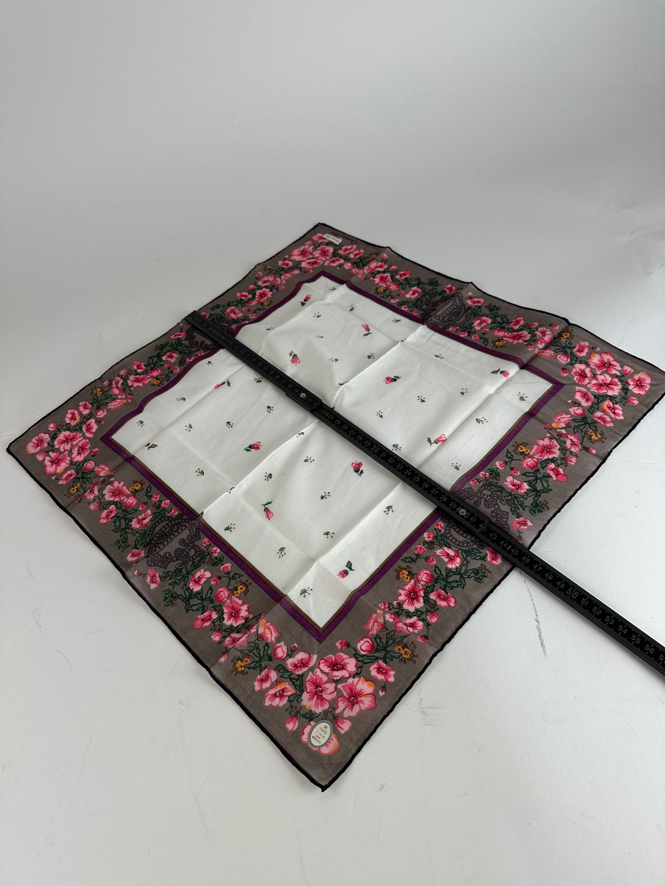 Dior Vintage Floral Scarf Pink Brown White Size ONE SIZE - 7 Thumbnail