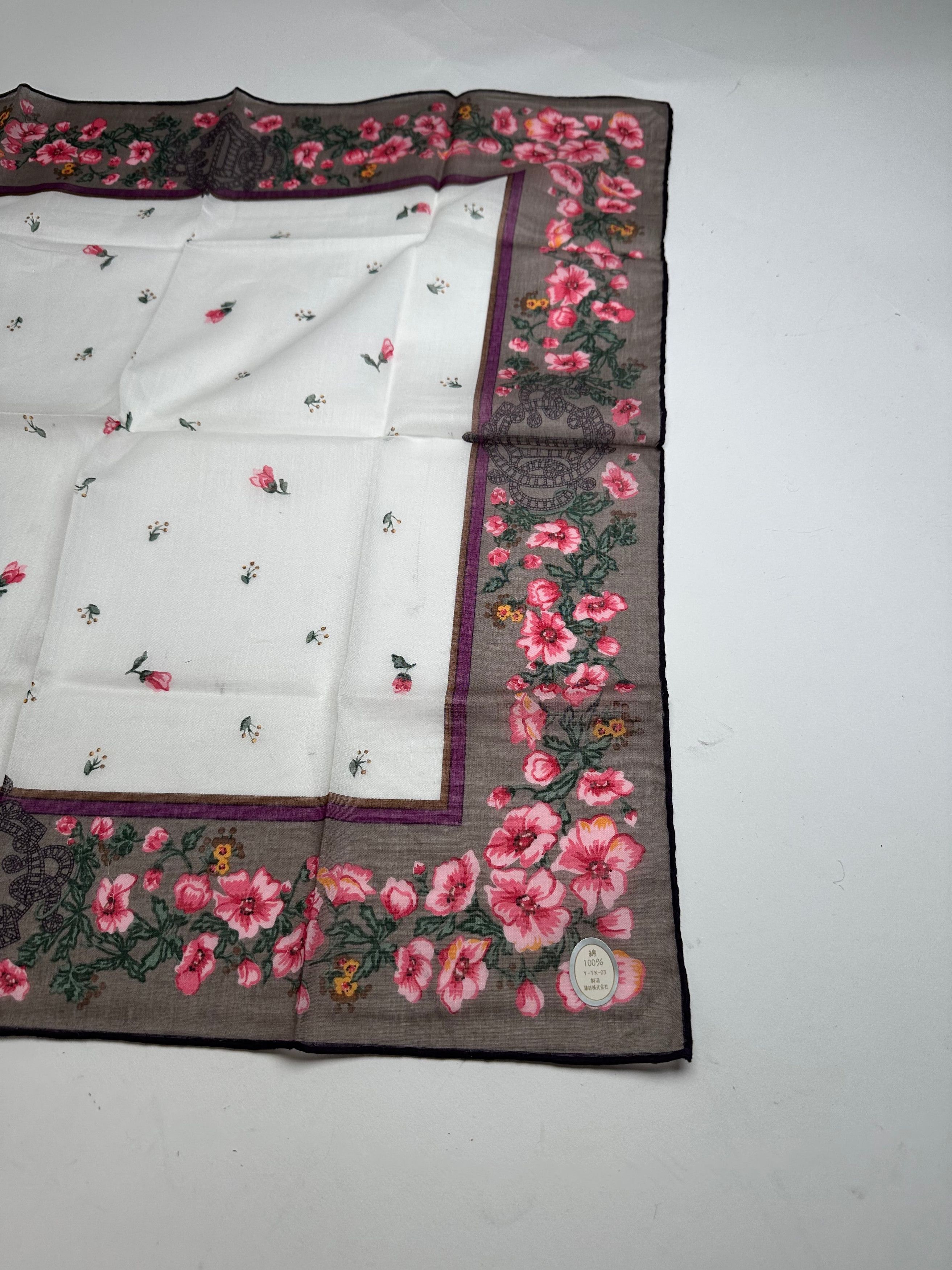 Dior Vintage Floral Scarf Pink Brown White Size ONE SIZE - 6 Thumbnail