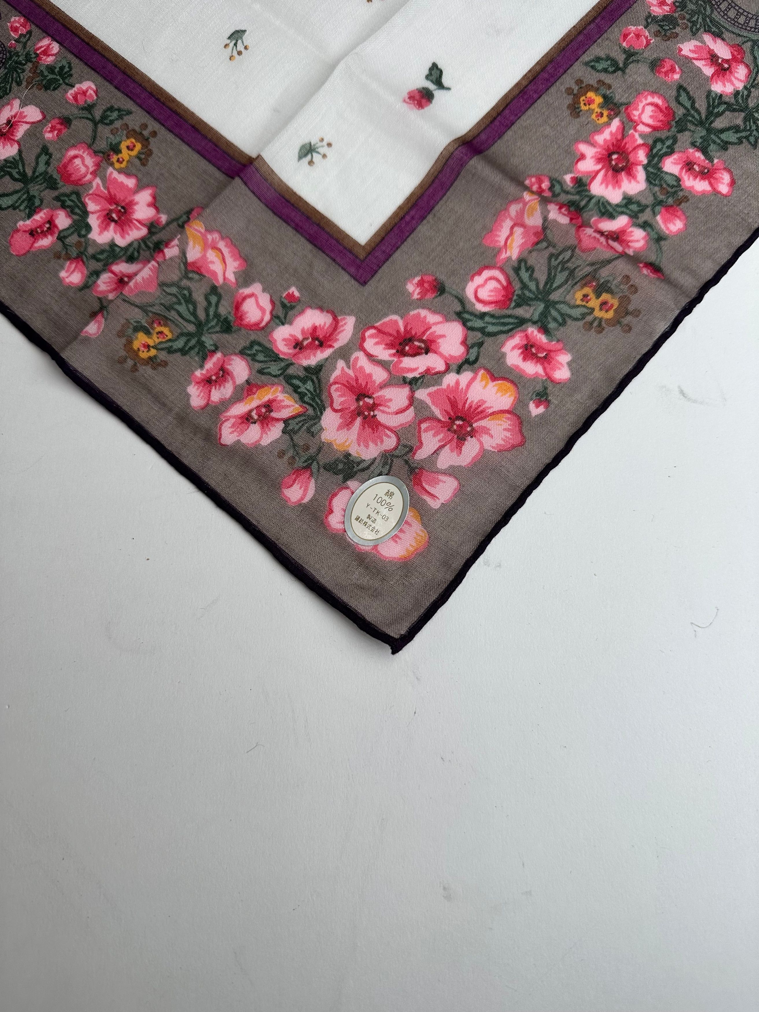 Dior Vintage Floral Scarf Pink Brown White Size ONE SIZE - 4 Thumbnail