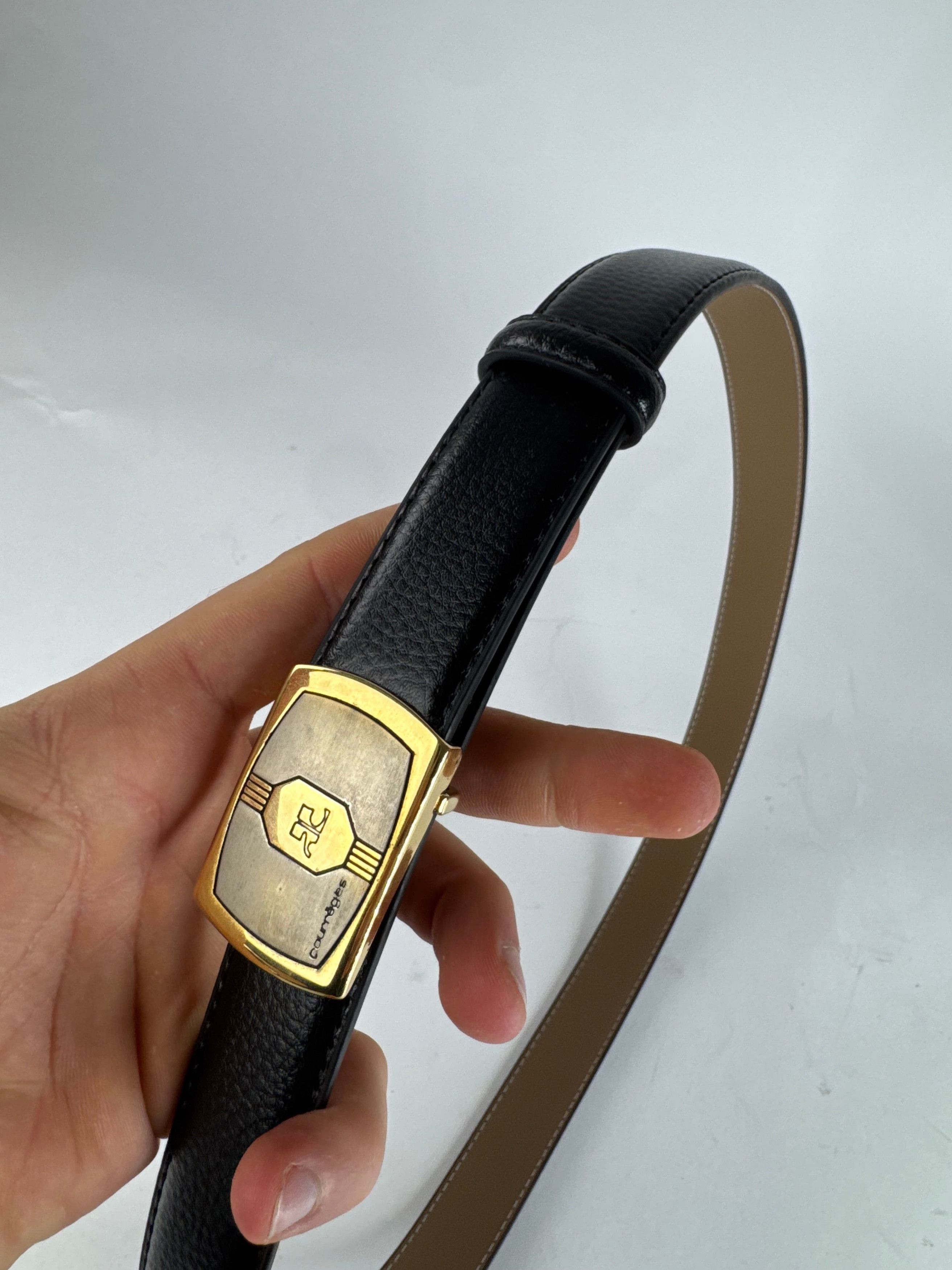 Courreges Vintage Leather Belt Black Size ONE SIZE - 3 Thumbnail