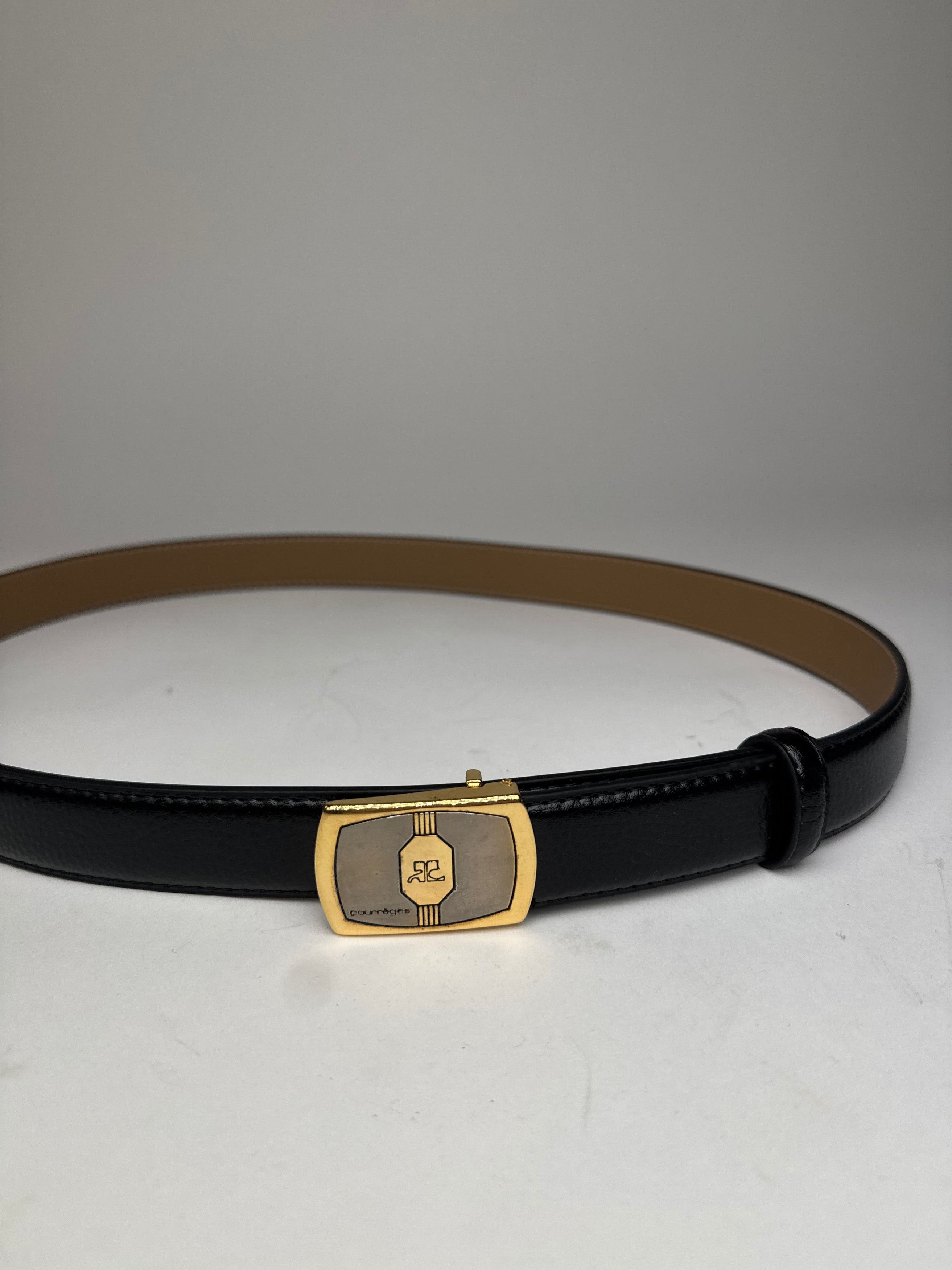Courreges Vintage Leather Belt Black Size ONE SIZE - 2 Thumbnail