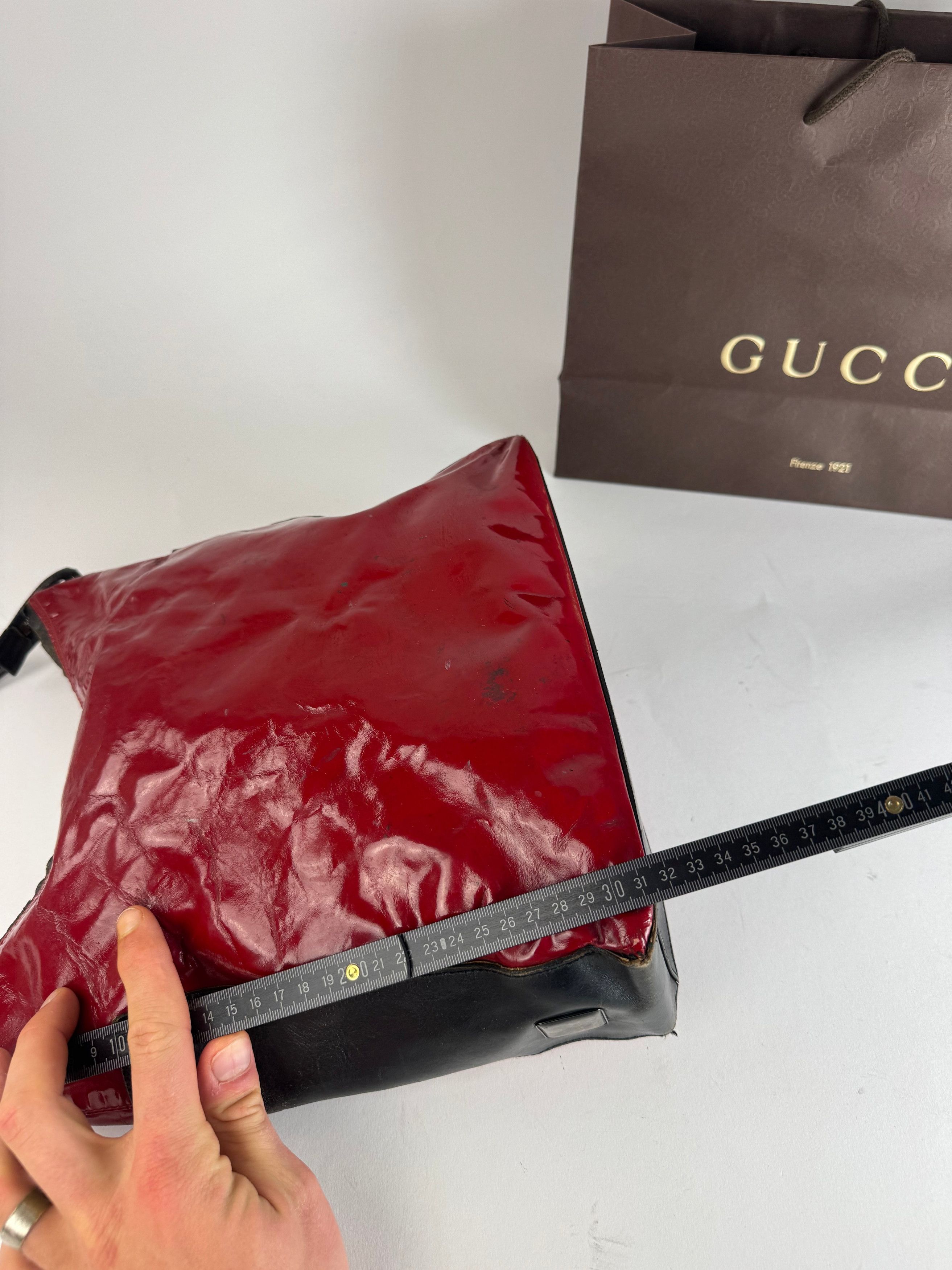 Gucci Vintage Patent Leather / Leather Handbag Black Red Size ONE SIZE - 12 Thumbnail