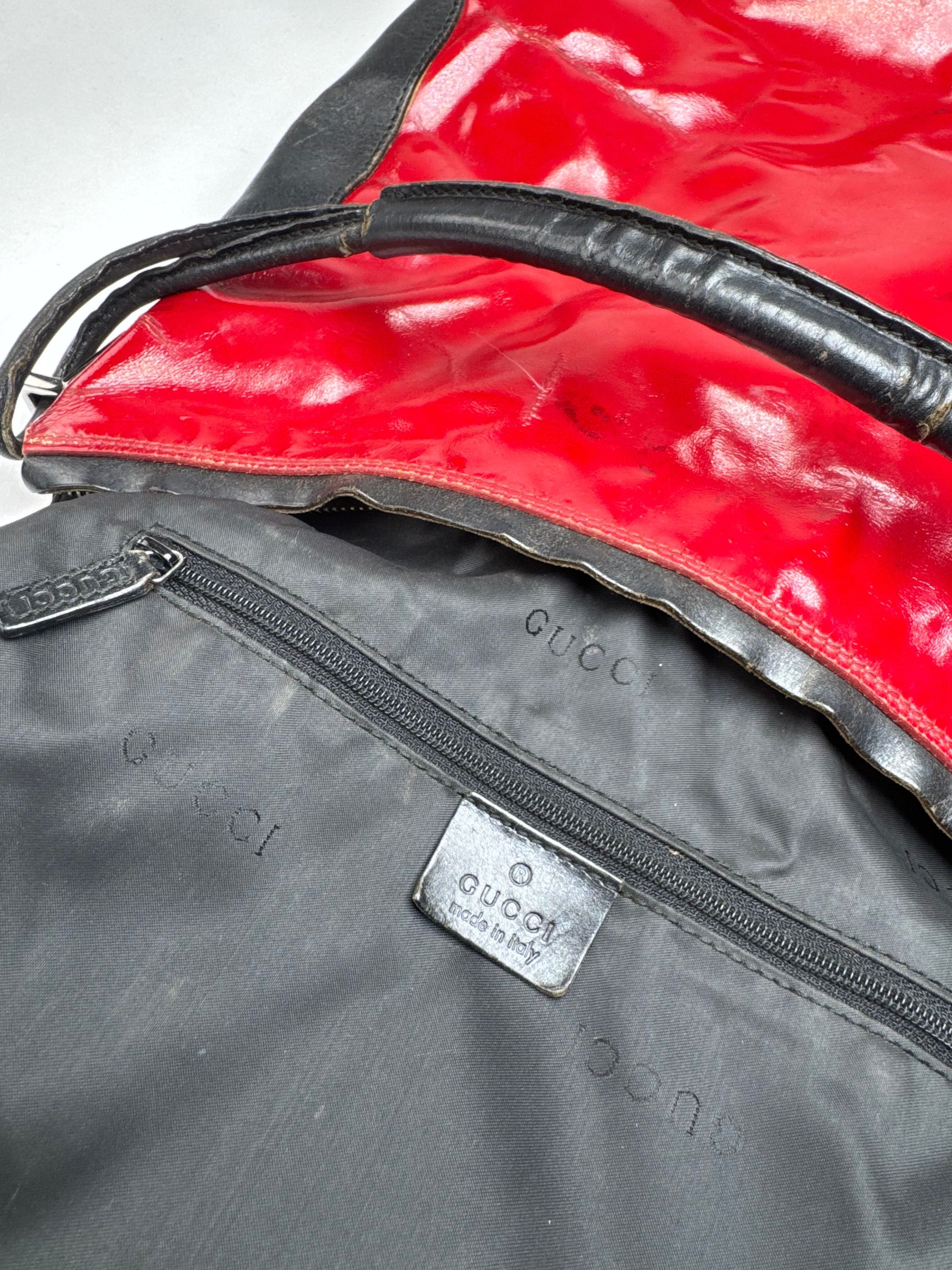 Gucci Vintage Patent Leather / Leather Handbag Black Red Size ONE SIZE - 4 Thumbnail