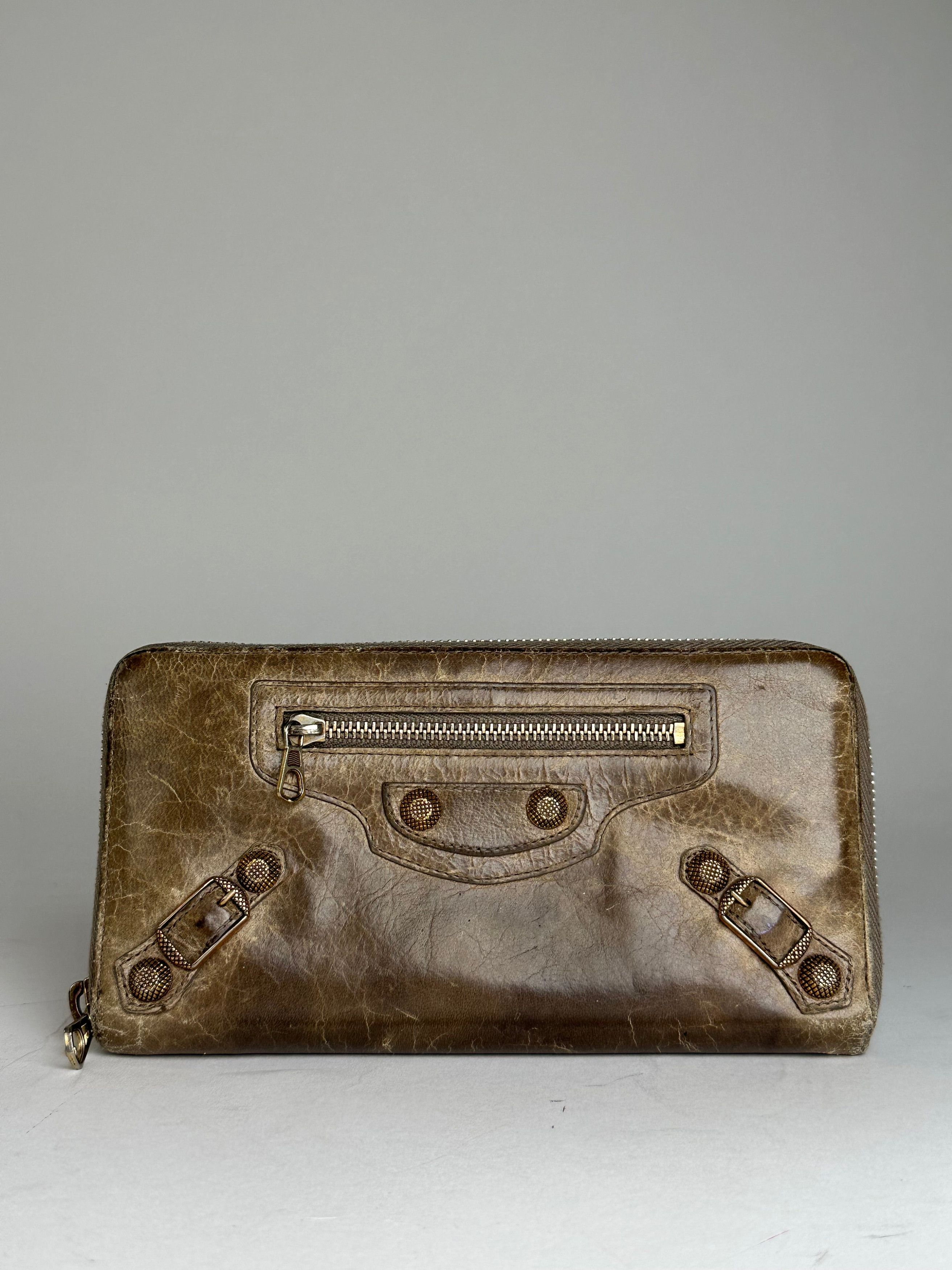 Balenciaga Vintage City Bag Design Leather Wallet Brown Size ONE SIZE - 8 Thumbnail