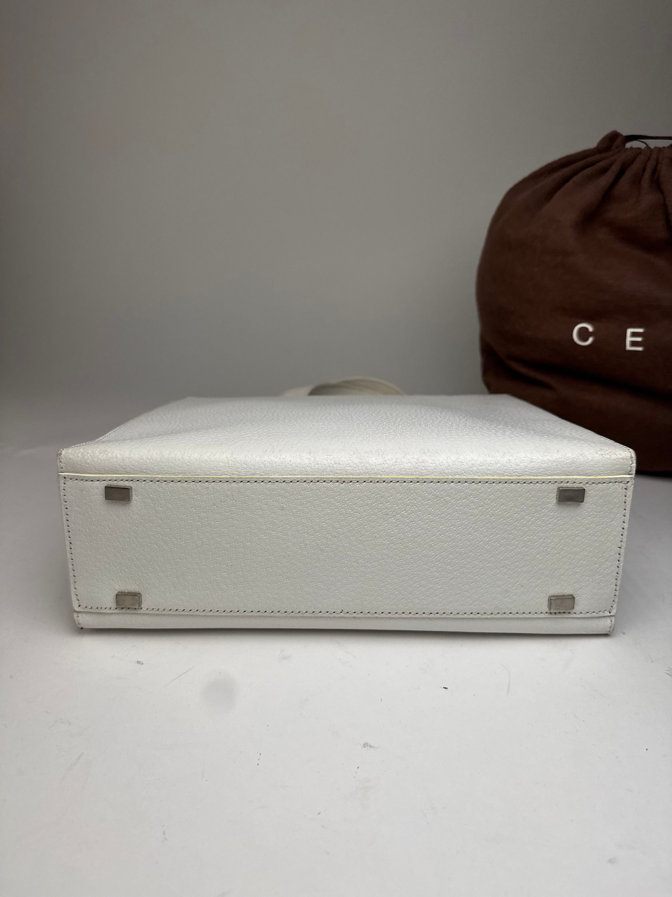 Celine Vintage Paris 2Way Leather Handbag White Size ONE SIZE - 11 Thumbnail