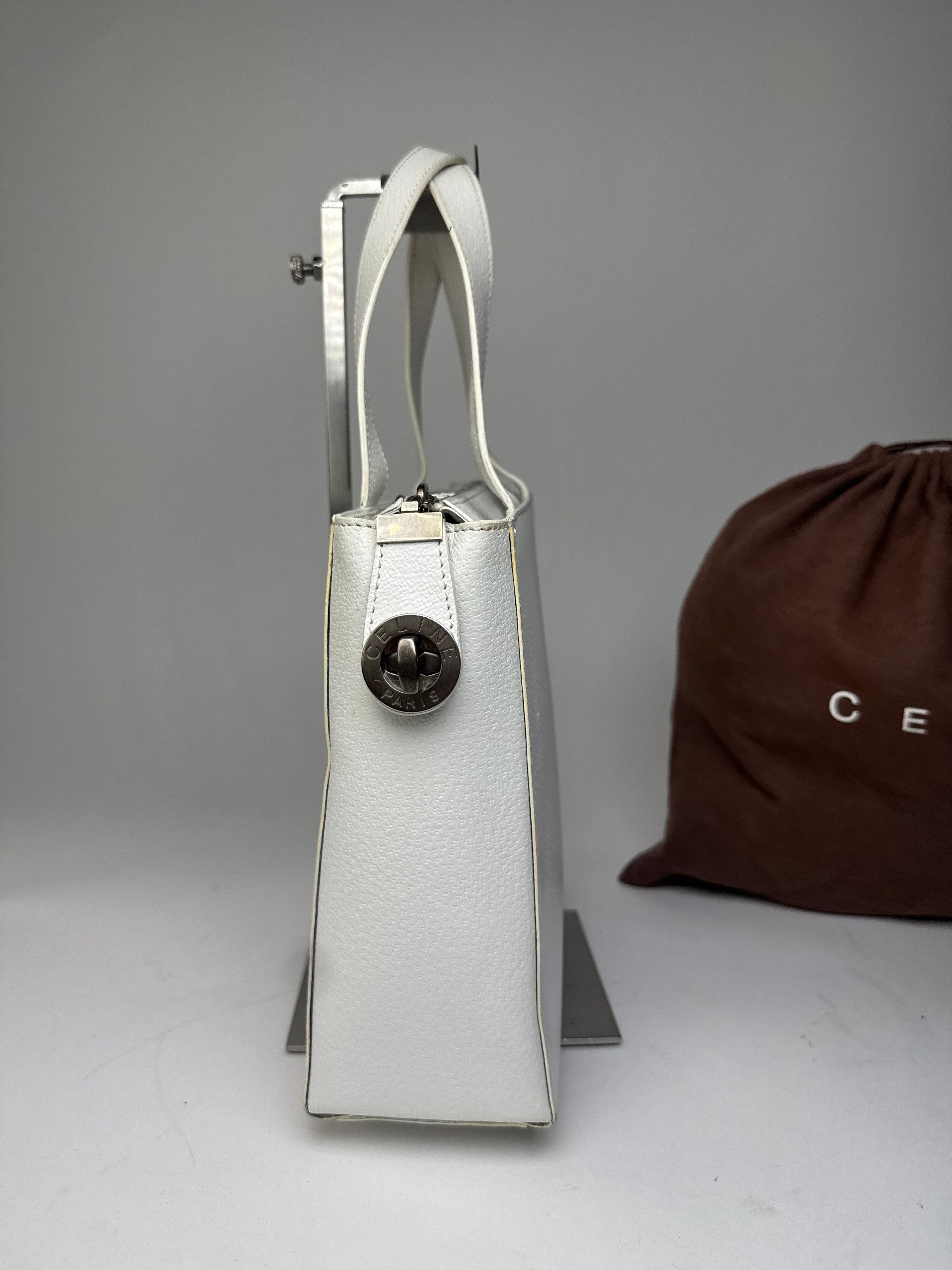 Celine Vintage Paris 2Way Leather Handbag White Size ONE SIZE - 8 Thumbnail