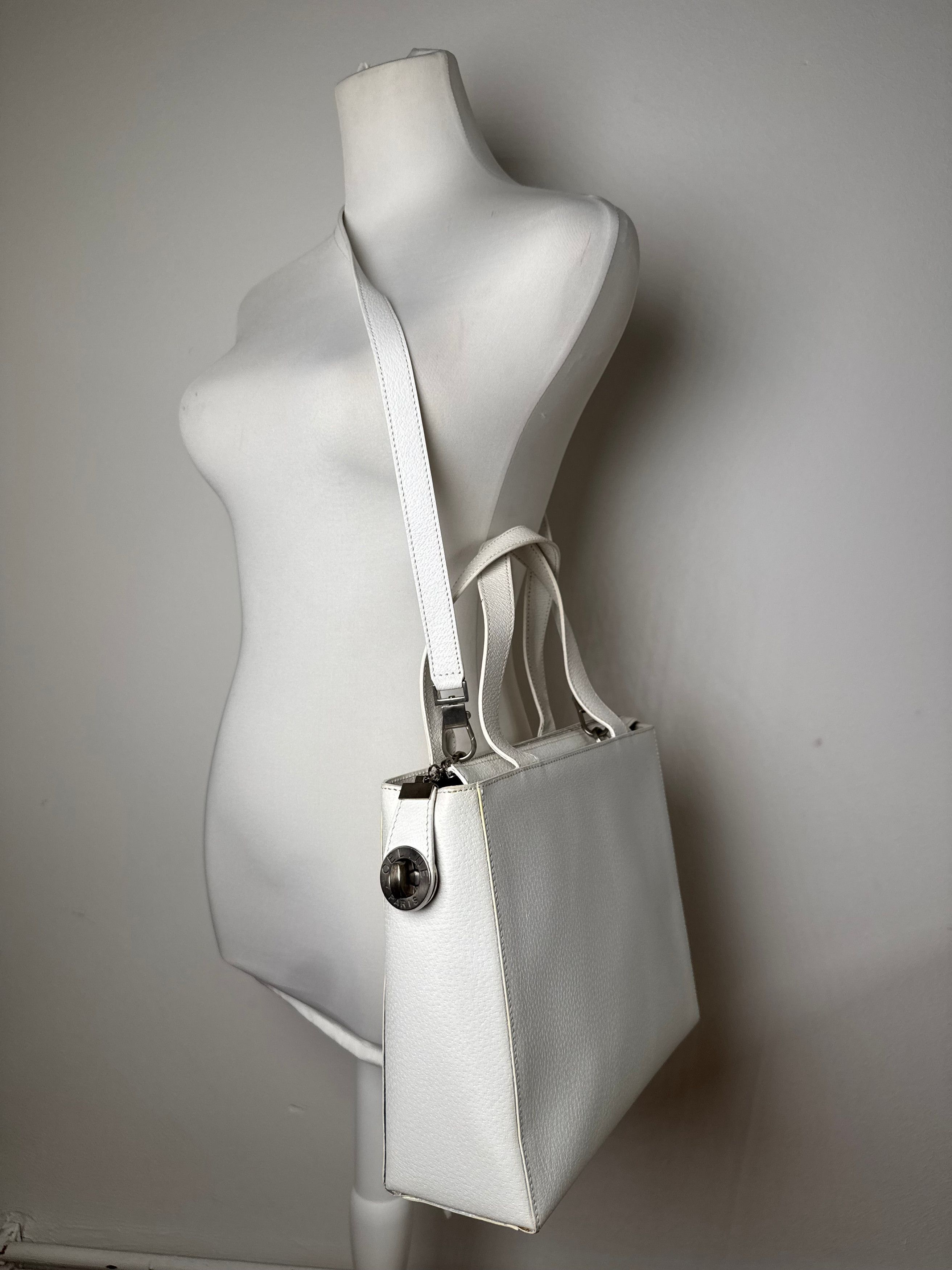 Celine Vintage Paris 2Way Leather Handbag White Size ONE SIZE - 6 Thumbnail