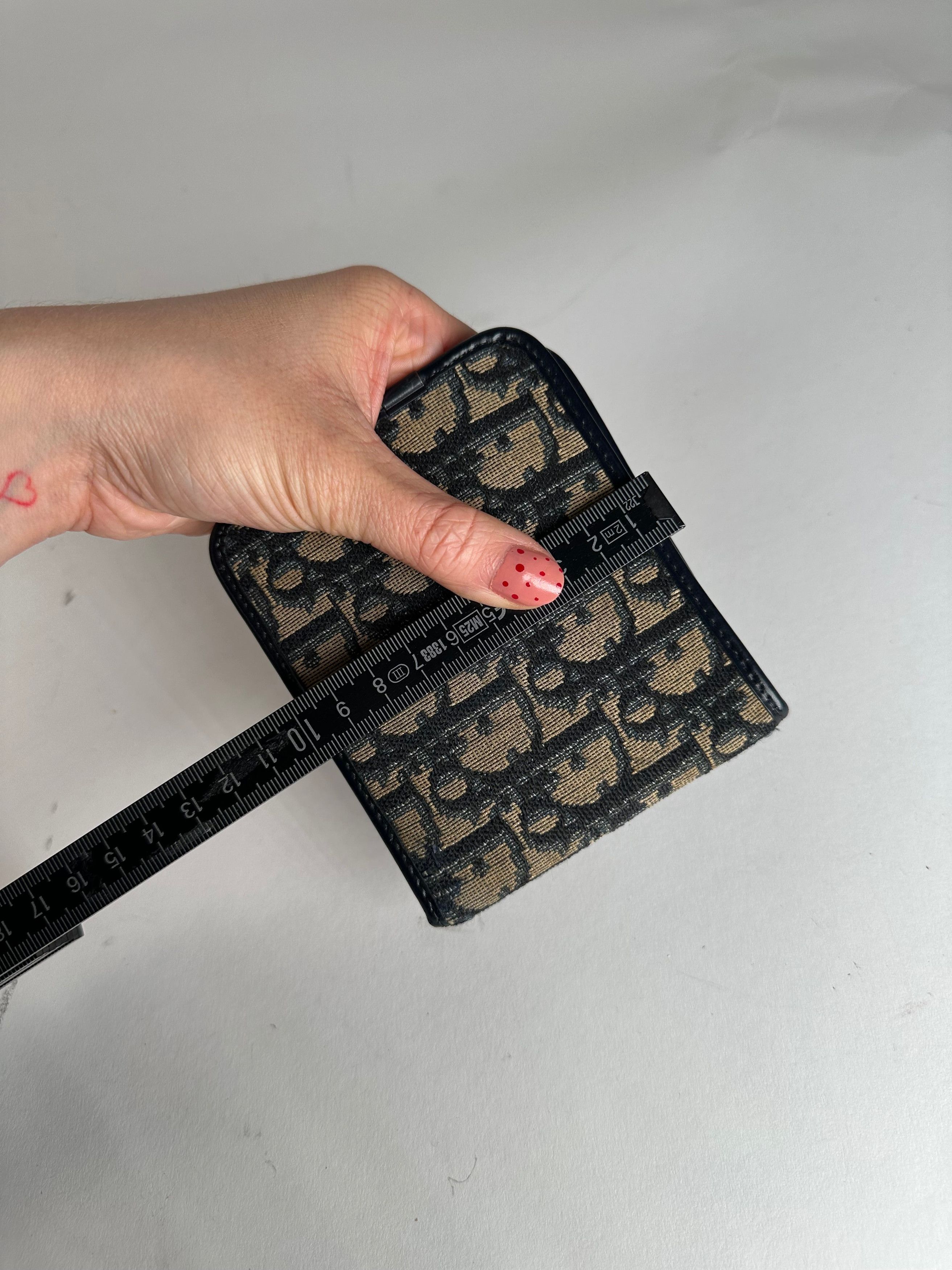 Dior Vintage Oblique Monogram Wallet Beige Navy Size ONE SIZE - 3 Thumbnail