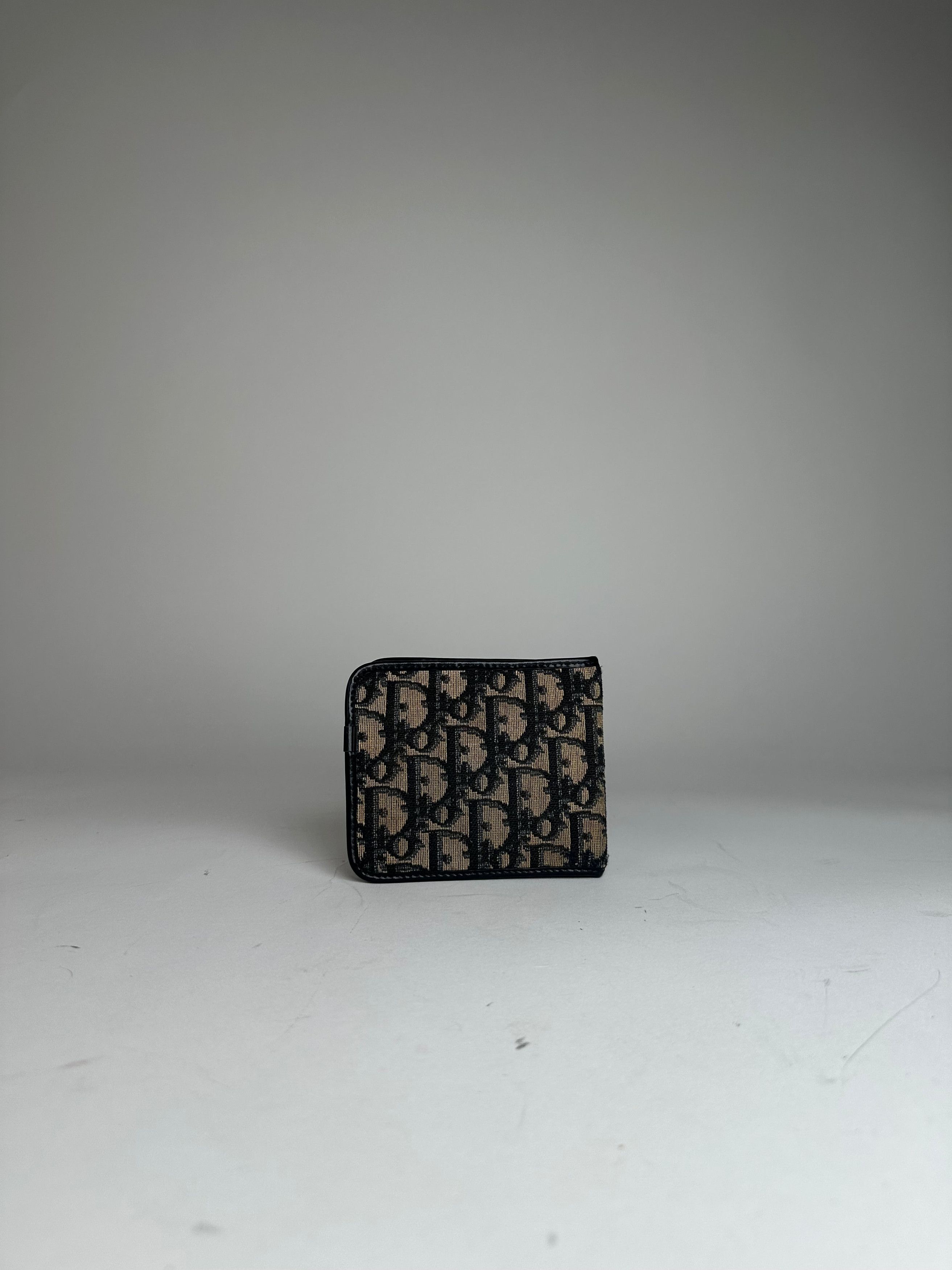 Dior Vintage Oblique Monogram Wallet Beige Navy Size ONE SIZE - 9 Thumbnail