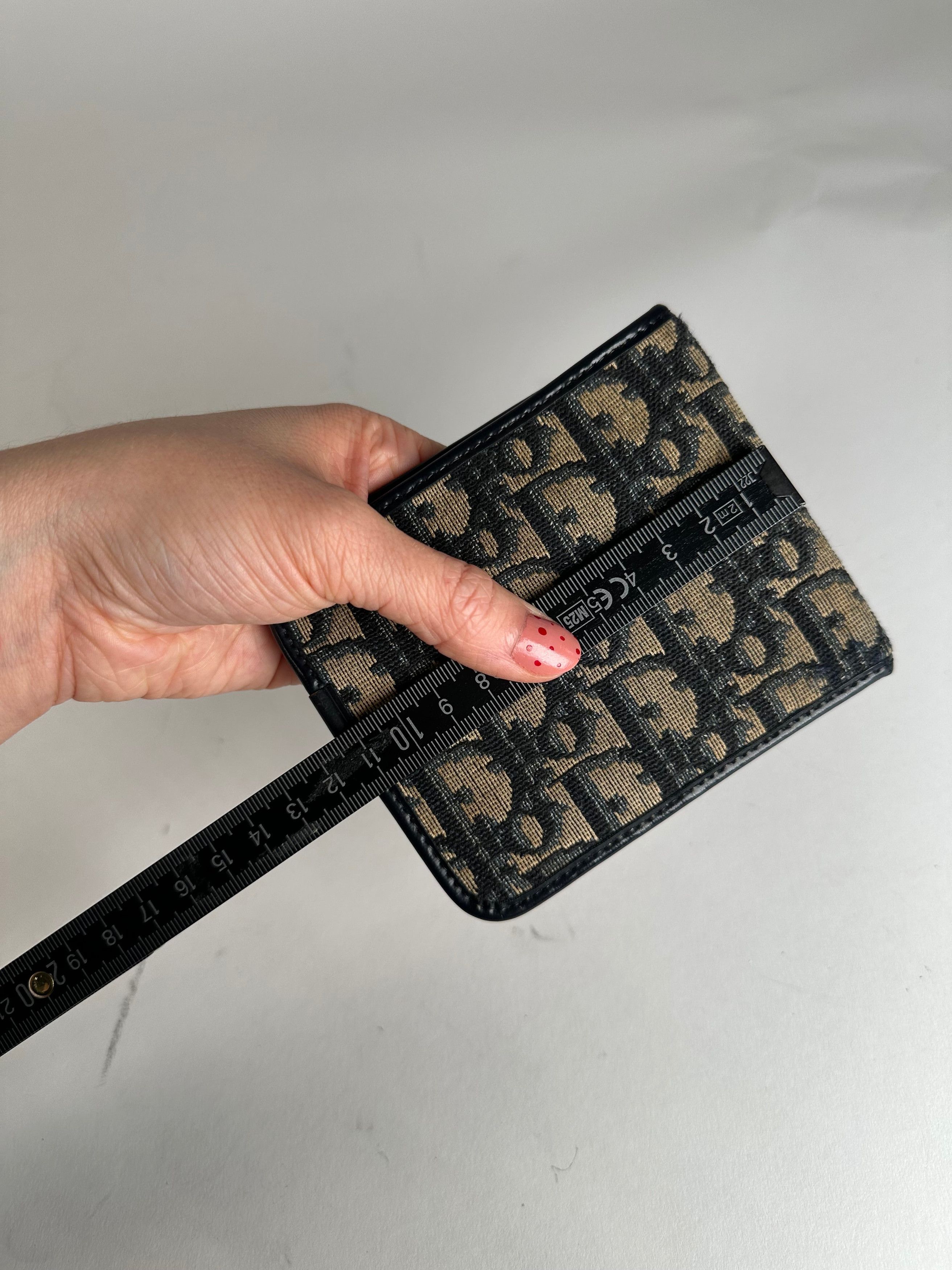 Dior Vintage Oblique Monogram Wallet Beige Navy Size ONE SIZE - 4 Thumbnail