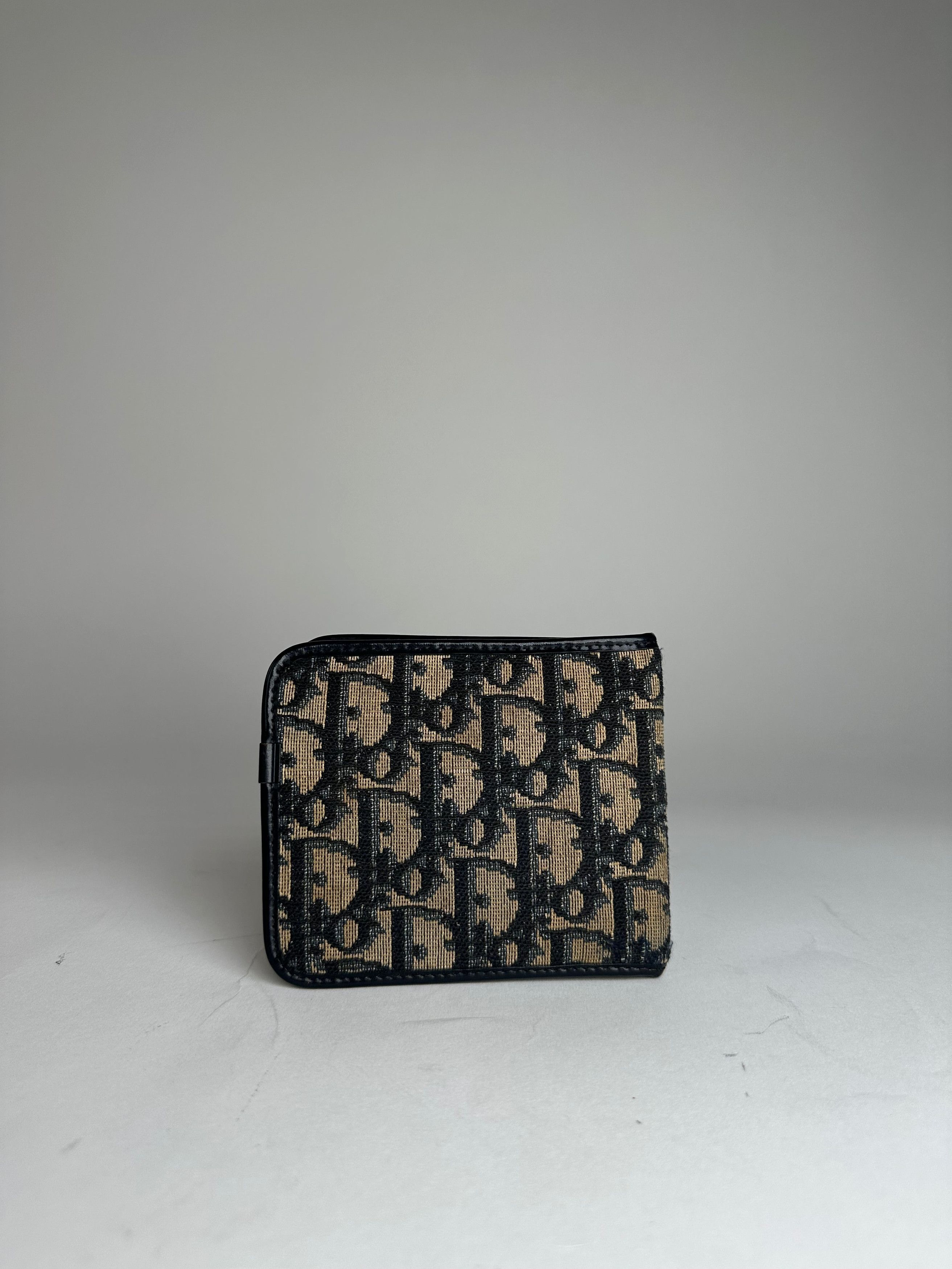 Dior Vintage Oblique Monogram Wallet Beige Navy Size ONE SIZE - 2 Thumbnail