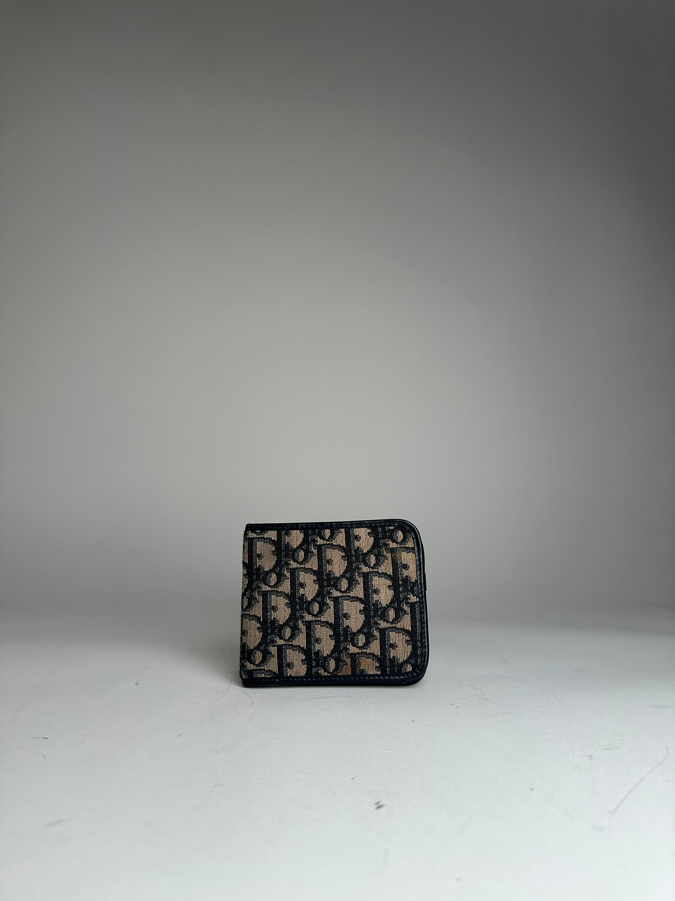 Dior Vintage Oblique Monogram Wallet Beige Navy Size ONE SIZE - 8 Thumbnail