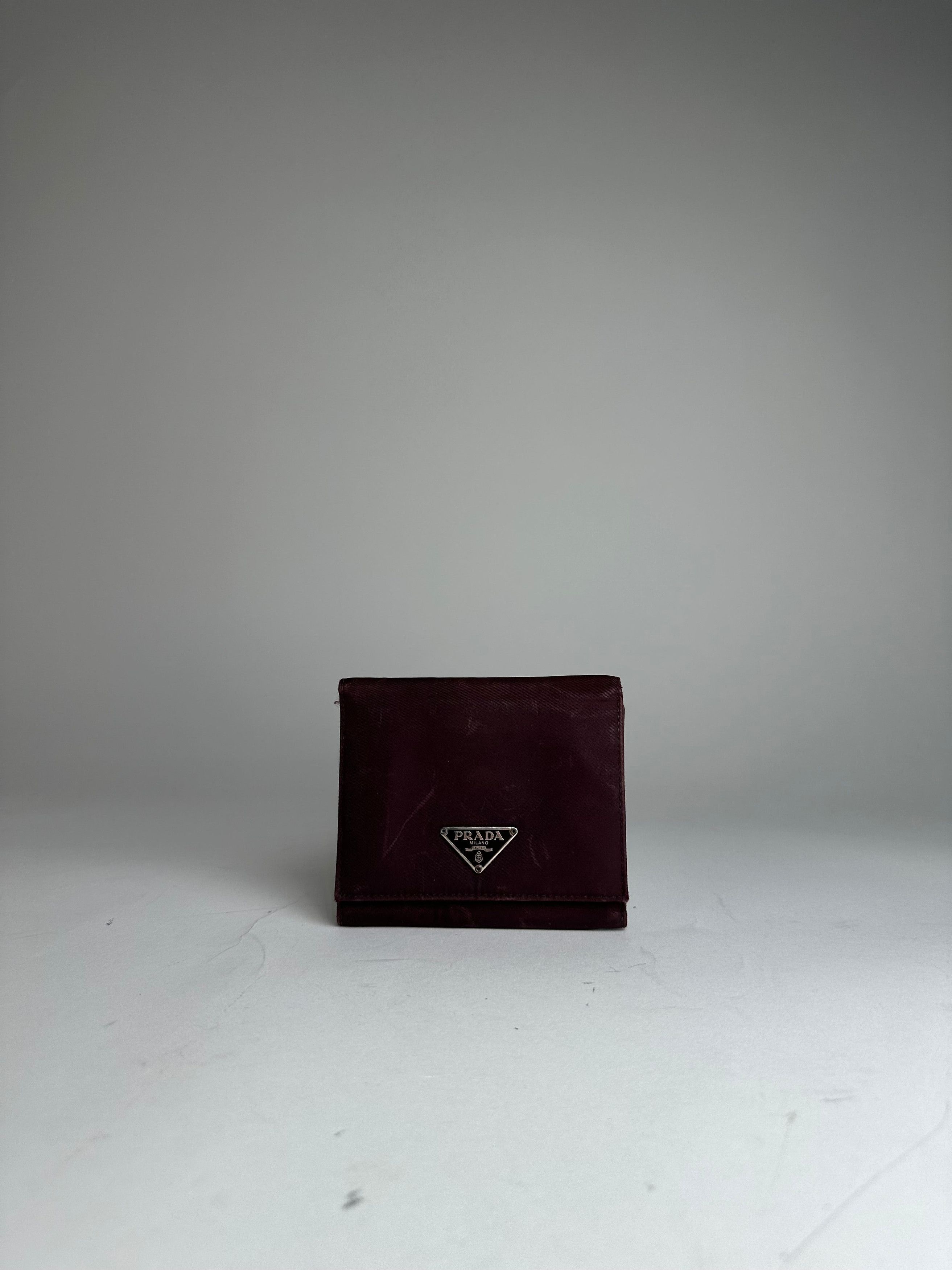 Prada Vintage Triangle Logo Polyester/Leather Wallet Purple Size ONE SIZE - 9 Thumbnail