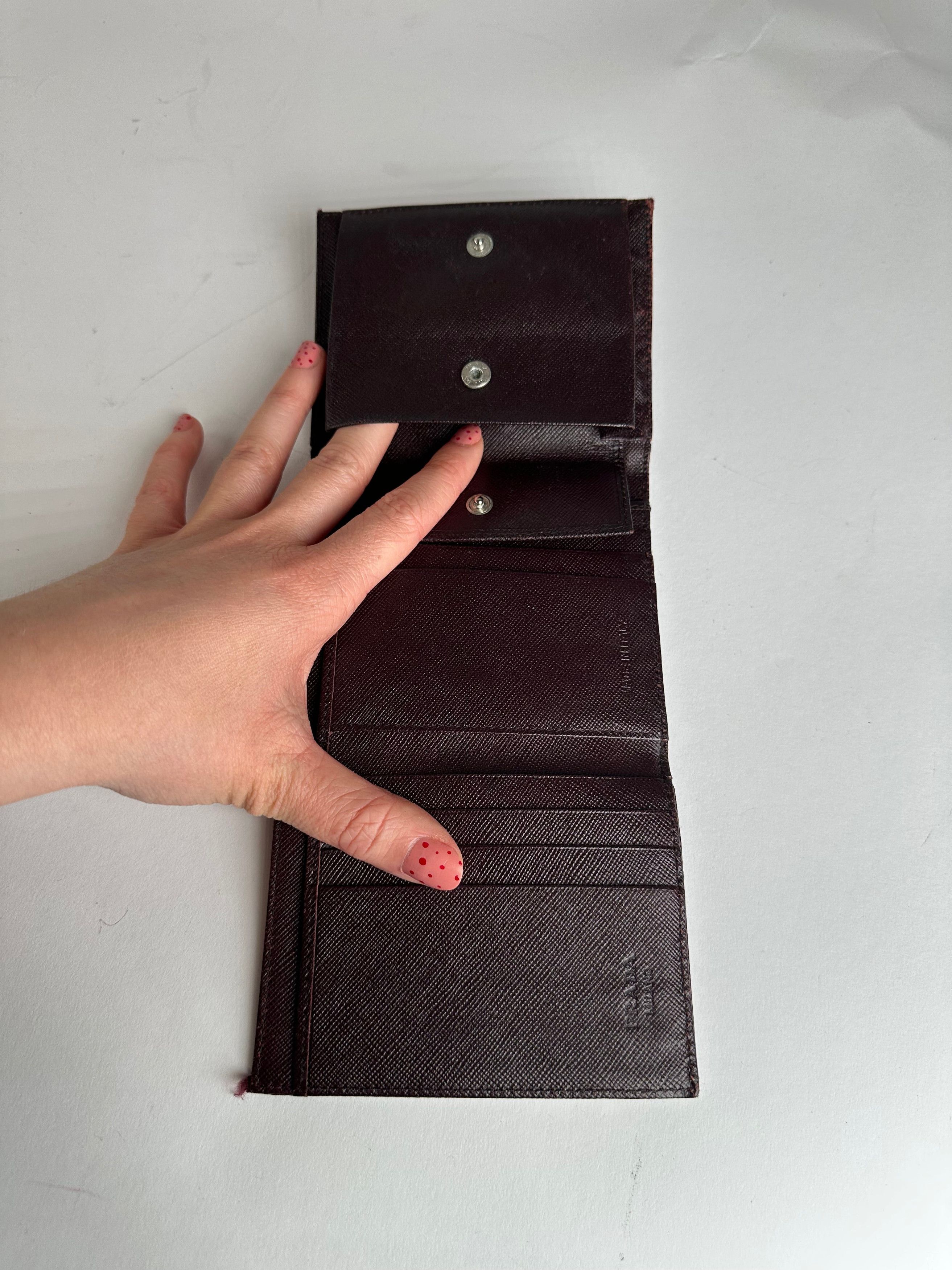 Prada Vintage Triangle Logo Polyester/Leather Wallet Purple Size ONE SIZE - 6 Thumbnail