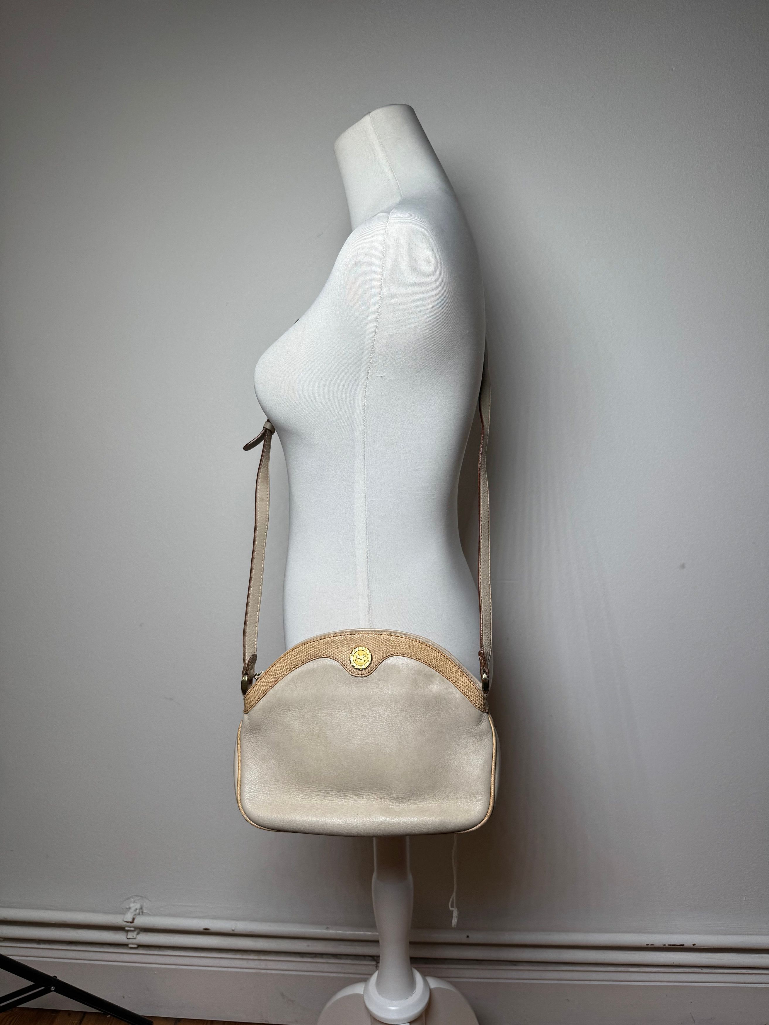 Celine Vintage Snake Emblossed Triomphe Leather Shoulder Bag White Size ONE SIZE - 5 Thumbnail