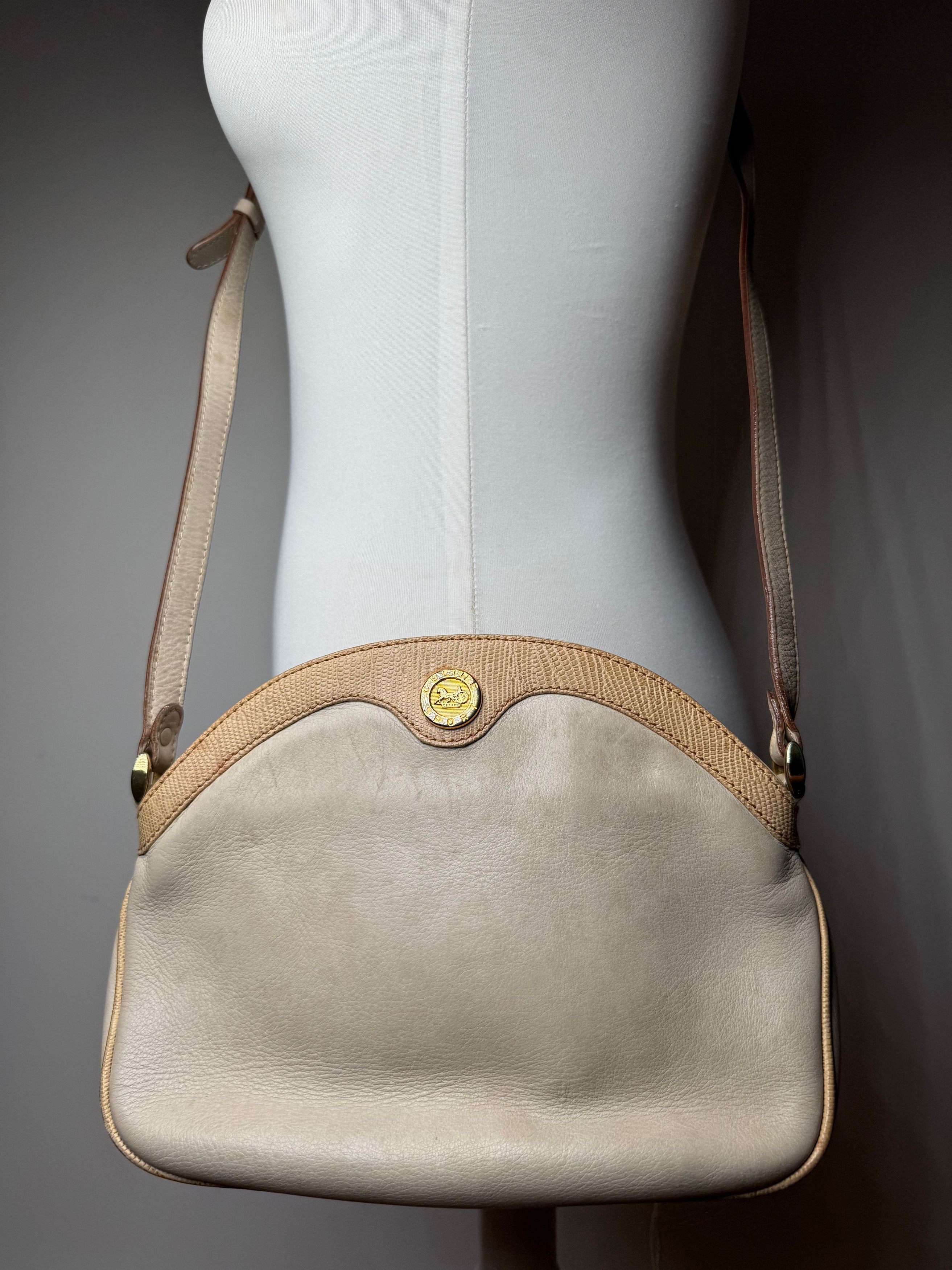 Celine Vintage Snake Emblossed Triomphe Leather Shoulder Bag White Size ONE SIZE - 15 Thumbnail