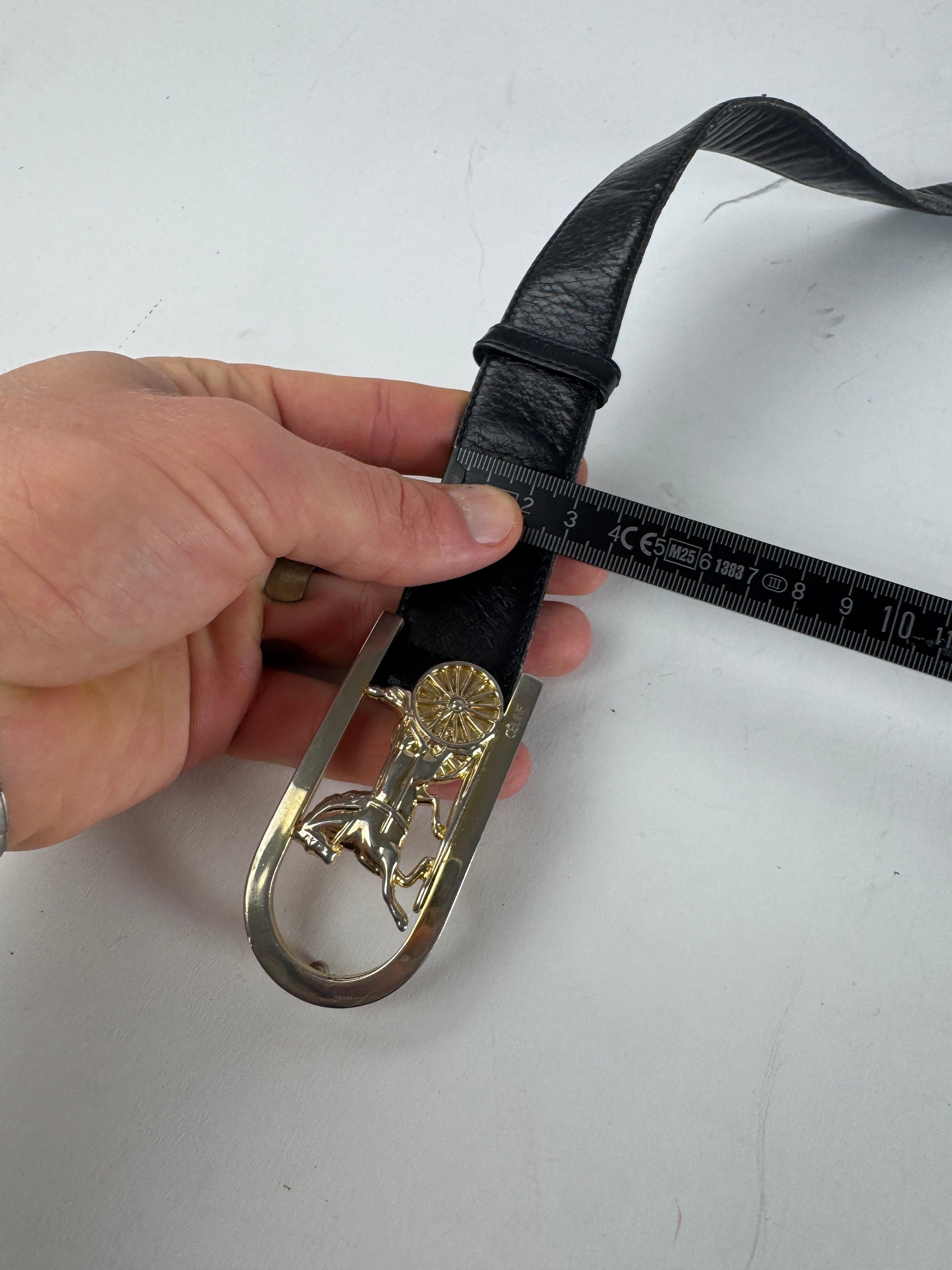 Celine Vintage Paris Carriage Logo Leather Belt Black Size ONE SIZE - 10 Thumbnail