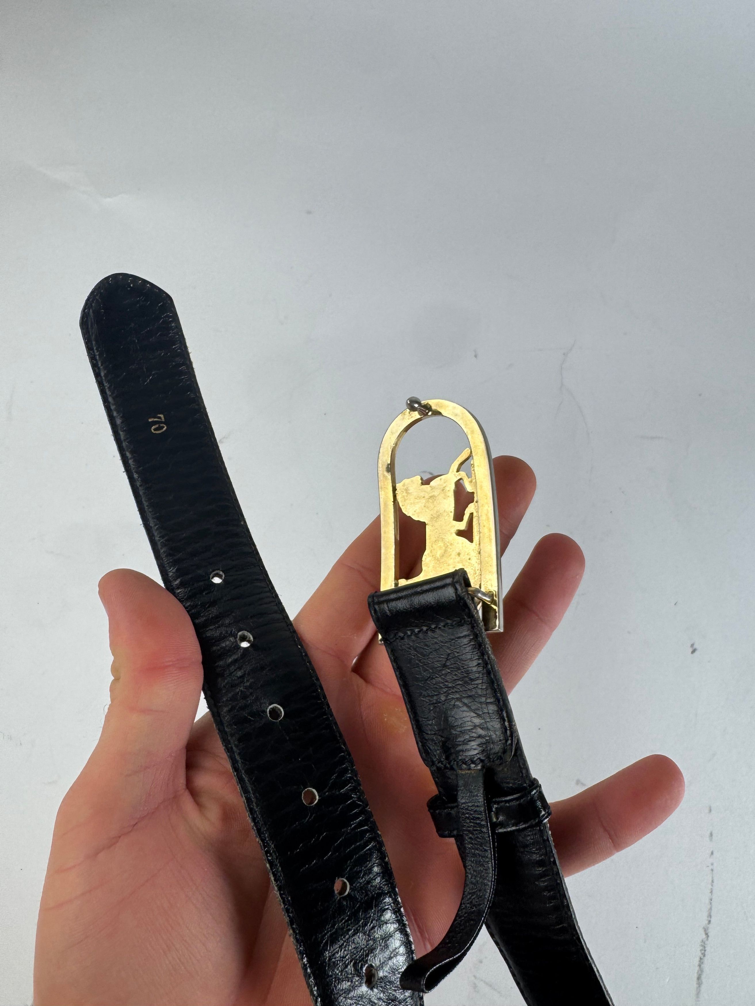 Celine Vintage Paris Carriage Logo Leather Belt Black Size ONE SIZE - 4 Thumbnail