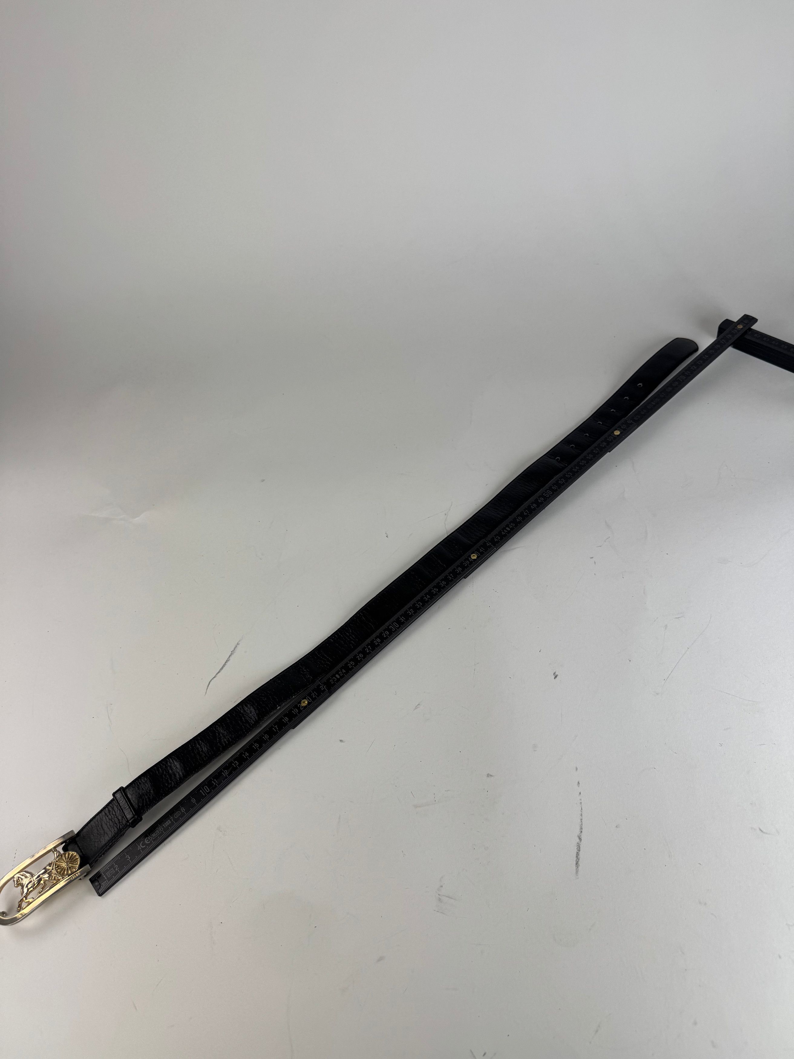 Celine Vintage Paris Carriage Logo Leather Belt Black Size ONE SIZE - 7 Thumbnail
