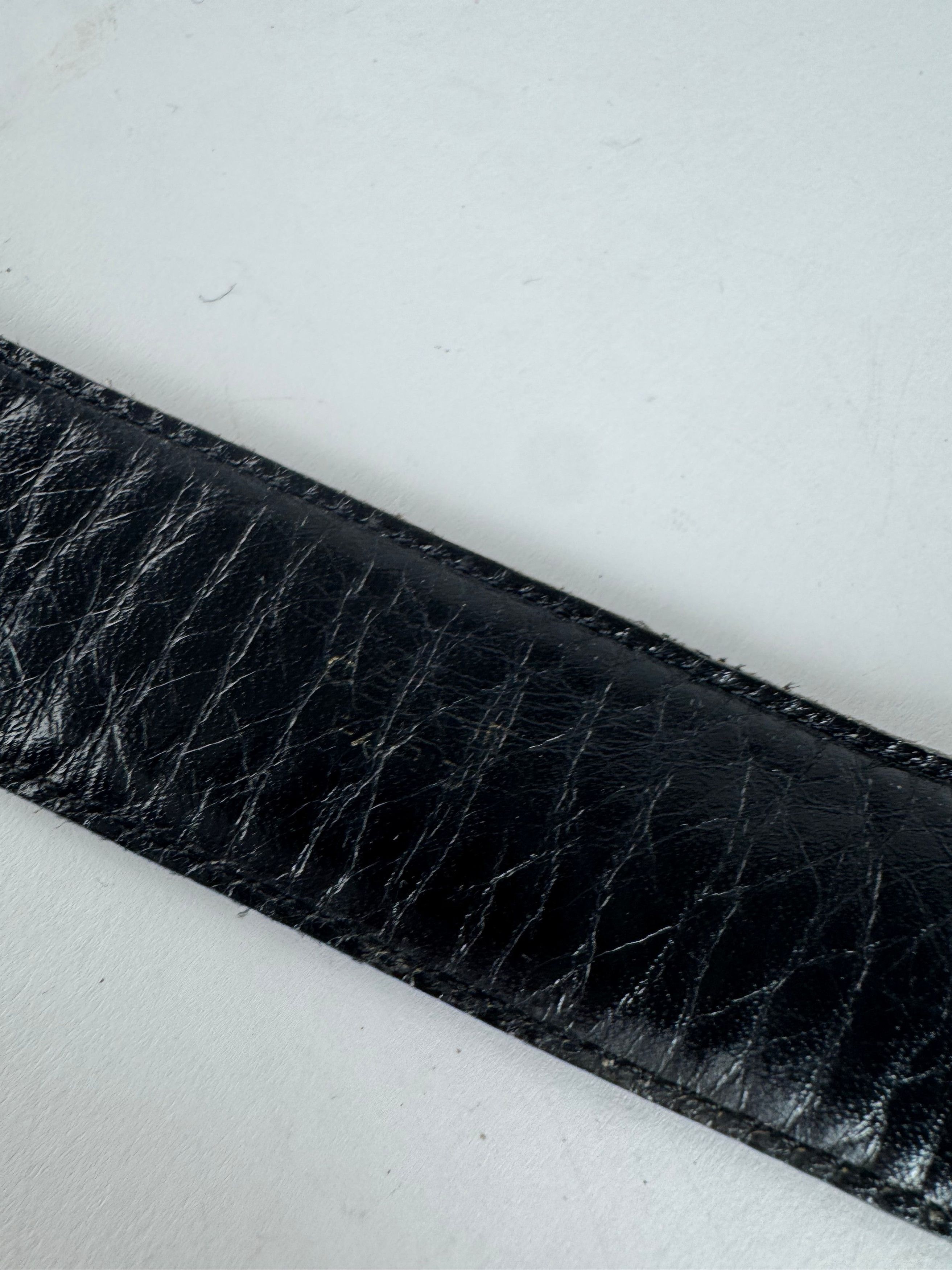 Celine Vintage Paris Carriage Logo Leather Belt Black Size ONE SIZE - 5 Thumbnail
