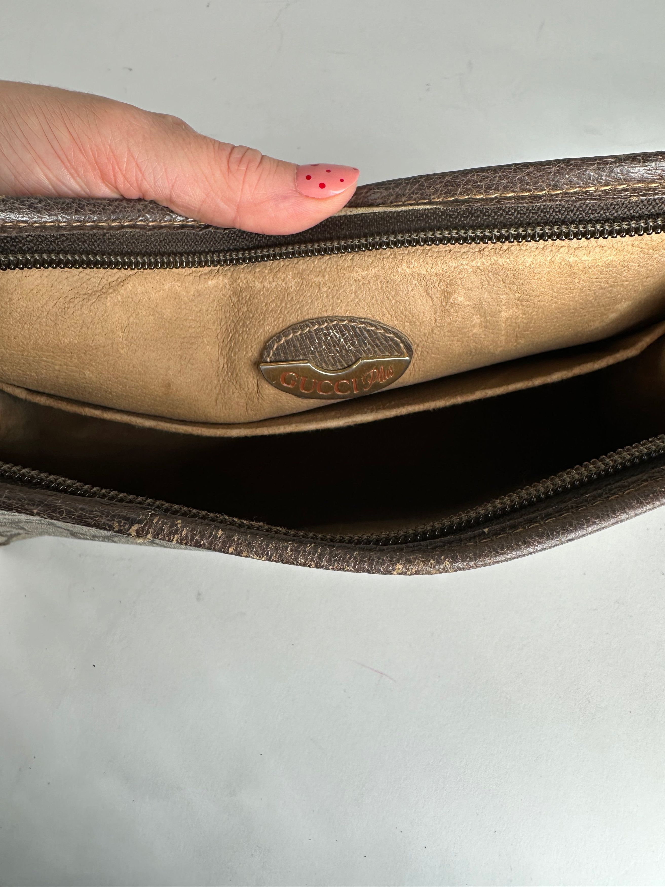 Gucci Vintage Leather Clutch Grey Brown Size ONE SIZE - 9 Thumbnail