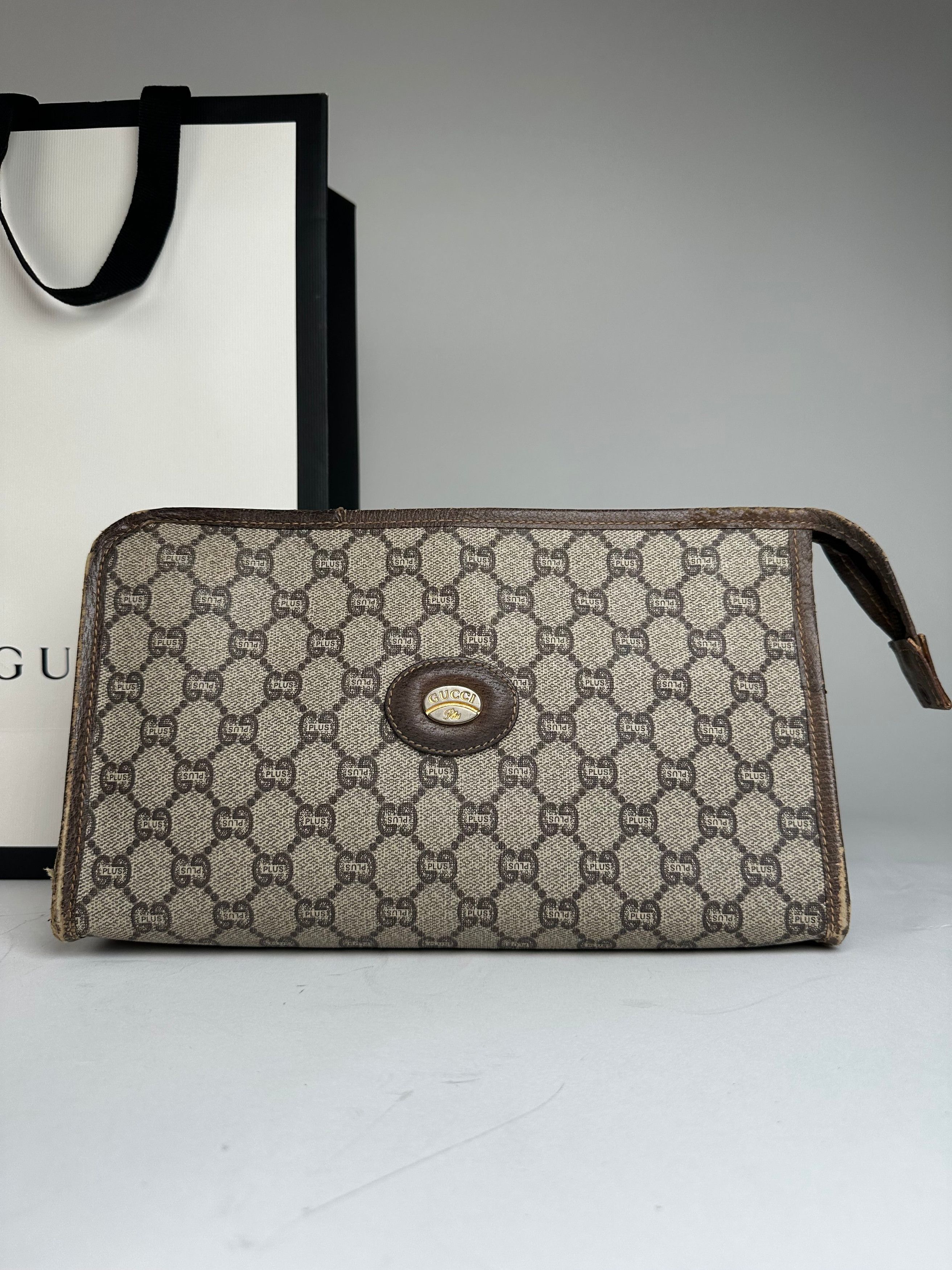 Gucci Vintage Leather Clutch Grey Brown Size ONE SIZE - 10 Thumbnail