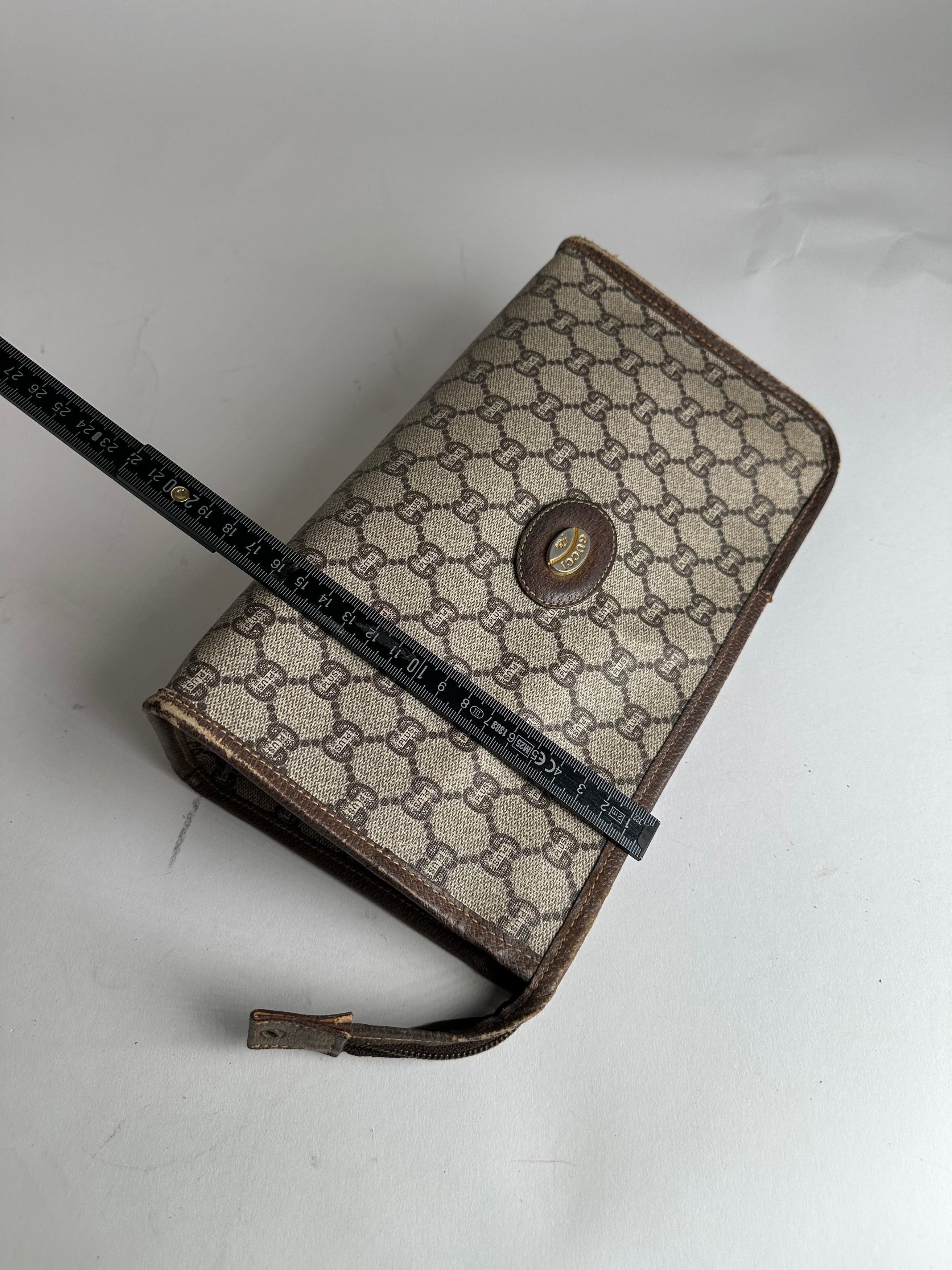 Gucci Vintage Leather Clutch Grey Brown Size ONE SIZE - 6 Thumbnail