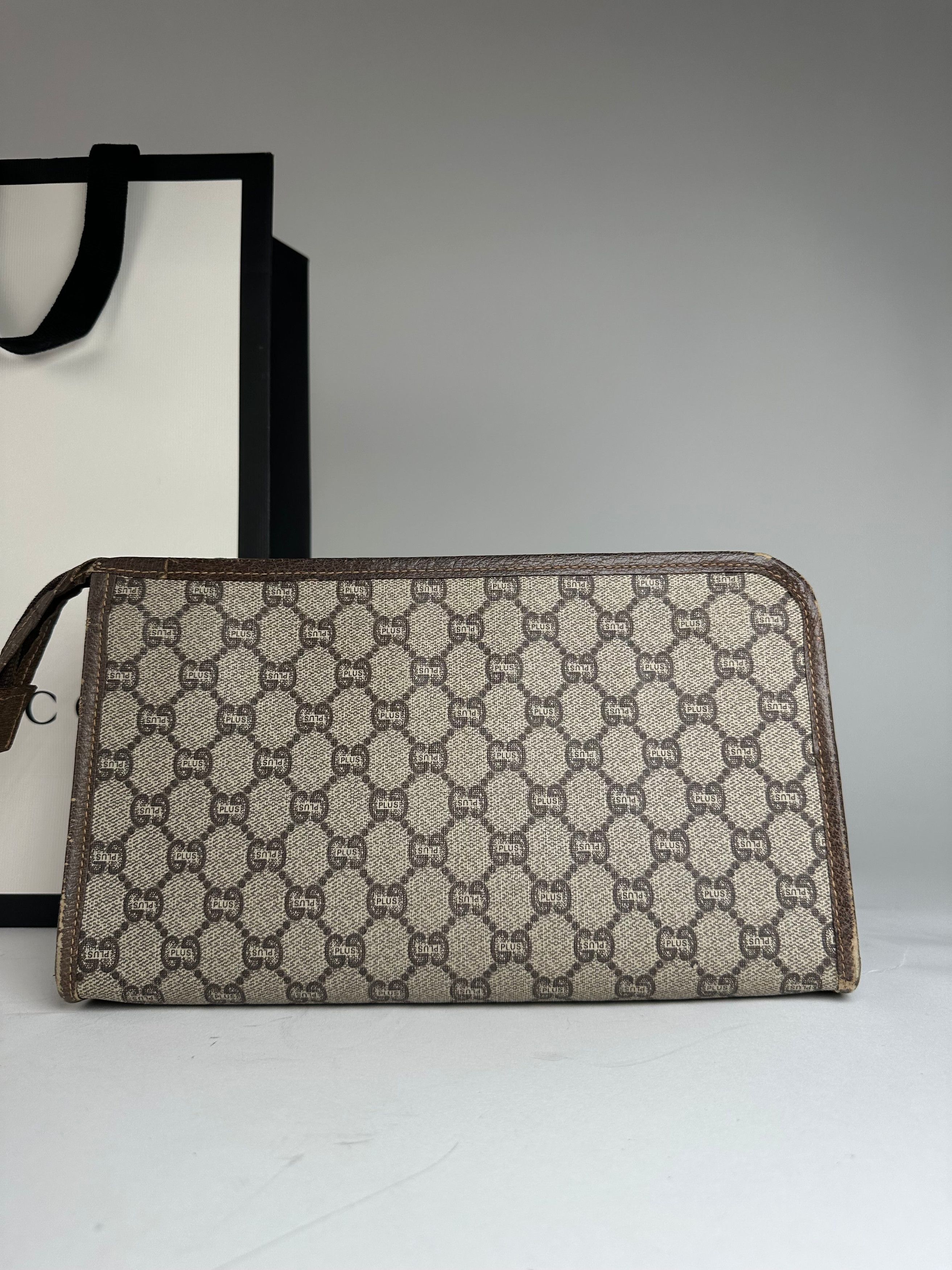 Gucci Vintage Leather Clutch Grey Brown Size ONE SIZE - 11 Thumbnail