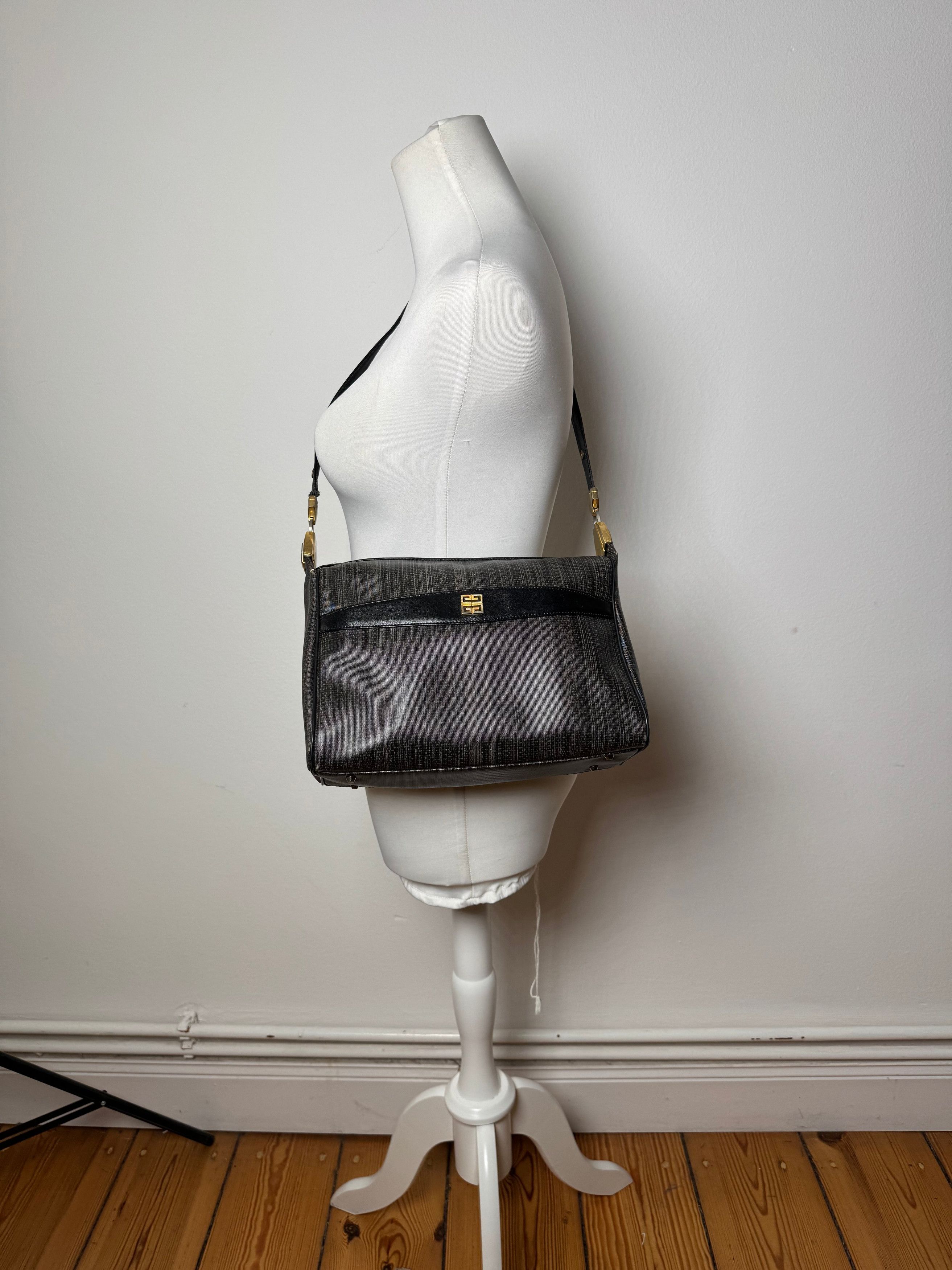 Givenchy Vintage 2Way Leather Handbag Black Grey Size ONE SIZE - 5 Thumbnail
