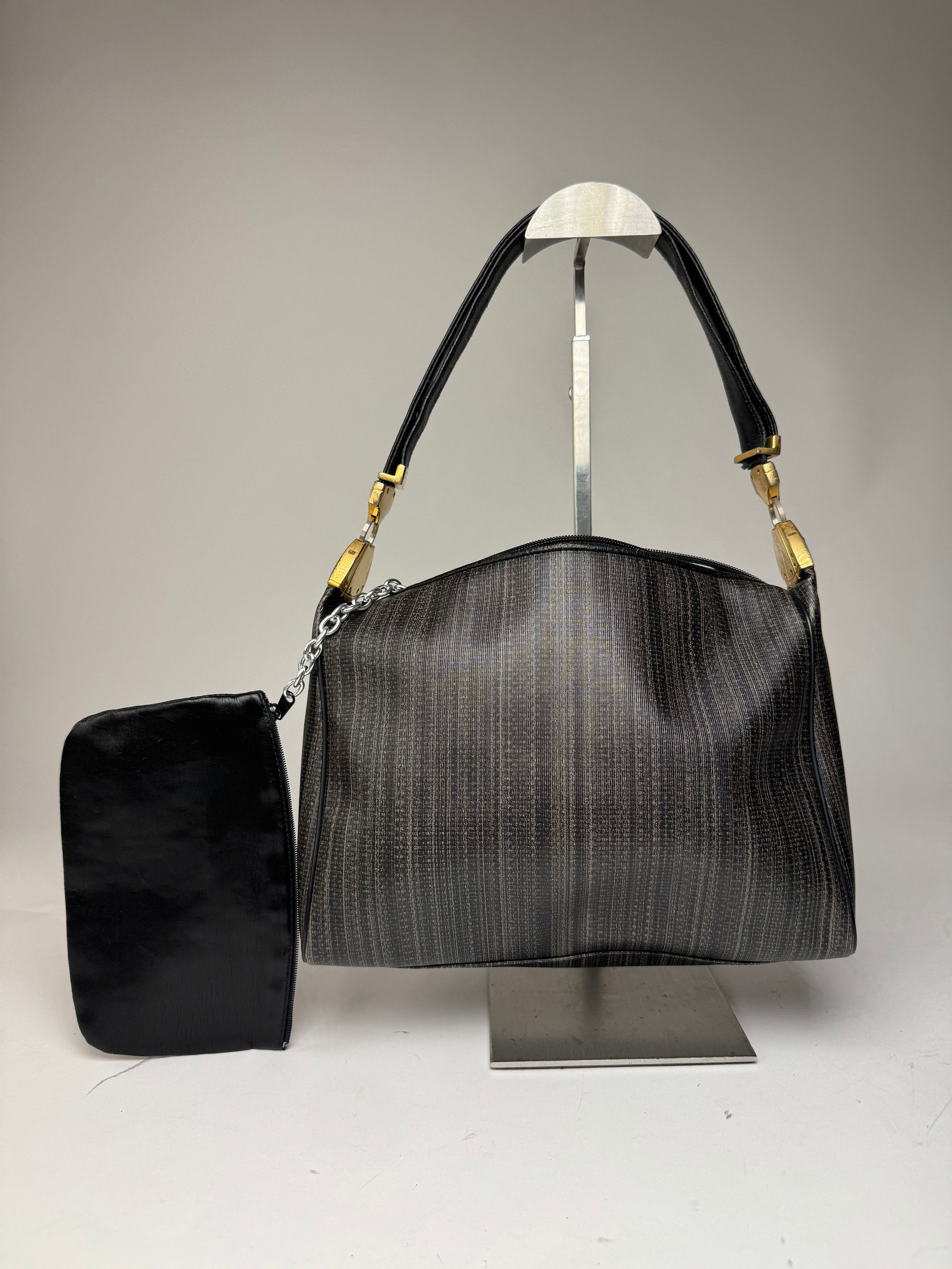 Givenchy Vintage 2Way Leather Handbag Black Grey Size ONE SIZE - 2 Thumbnail
