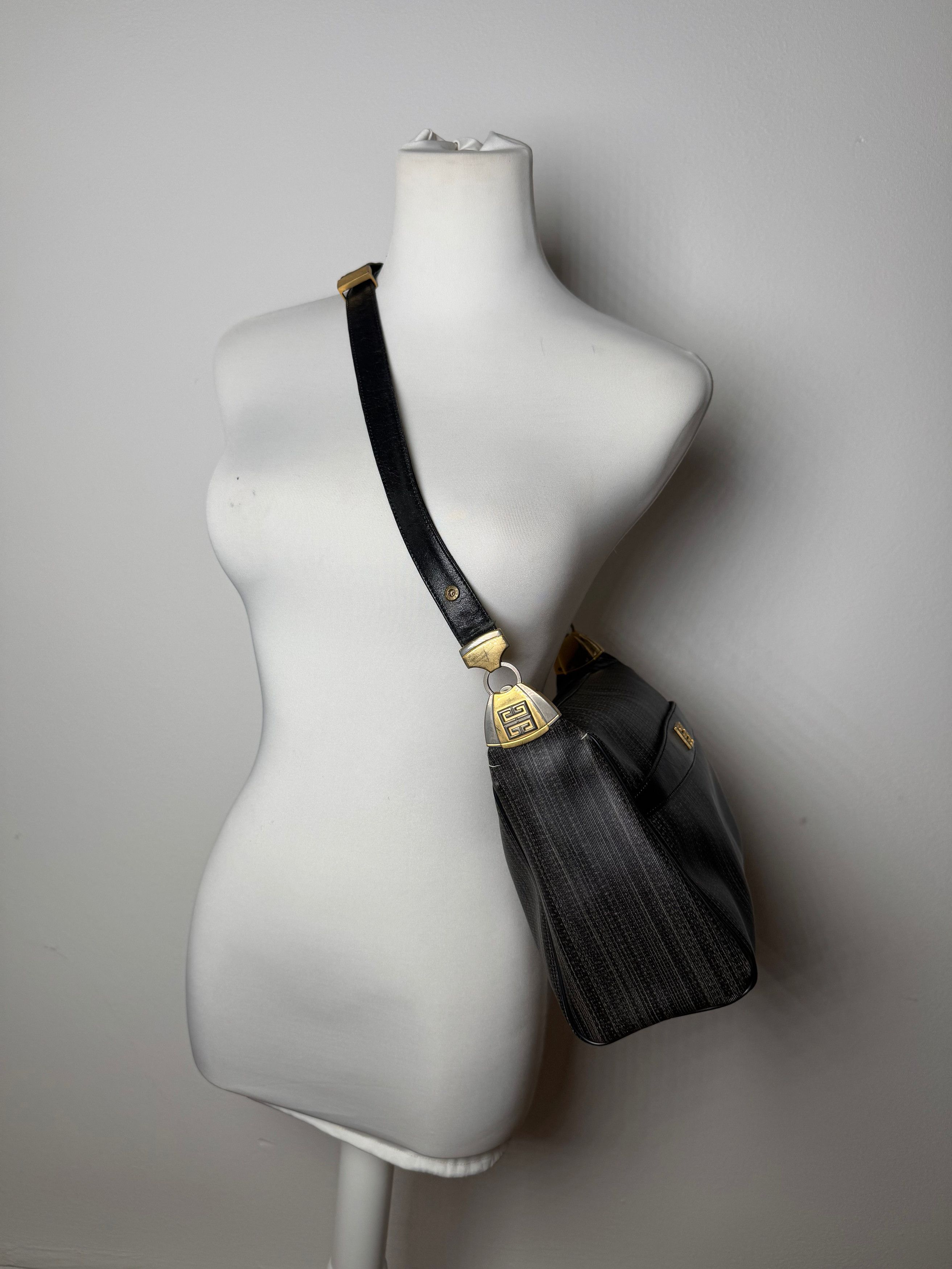 Givenchy Vintage 2Way Leather Handbag Black Grey Size ONE SIZE - 4 Thumbnail