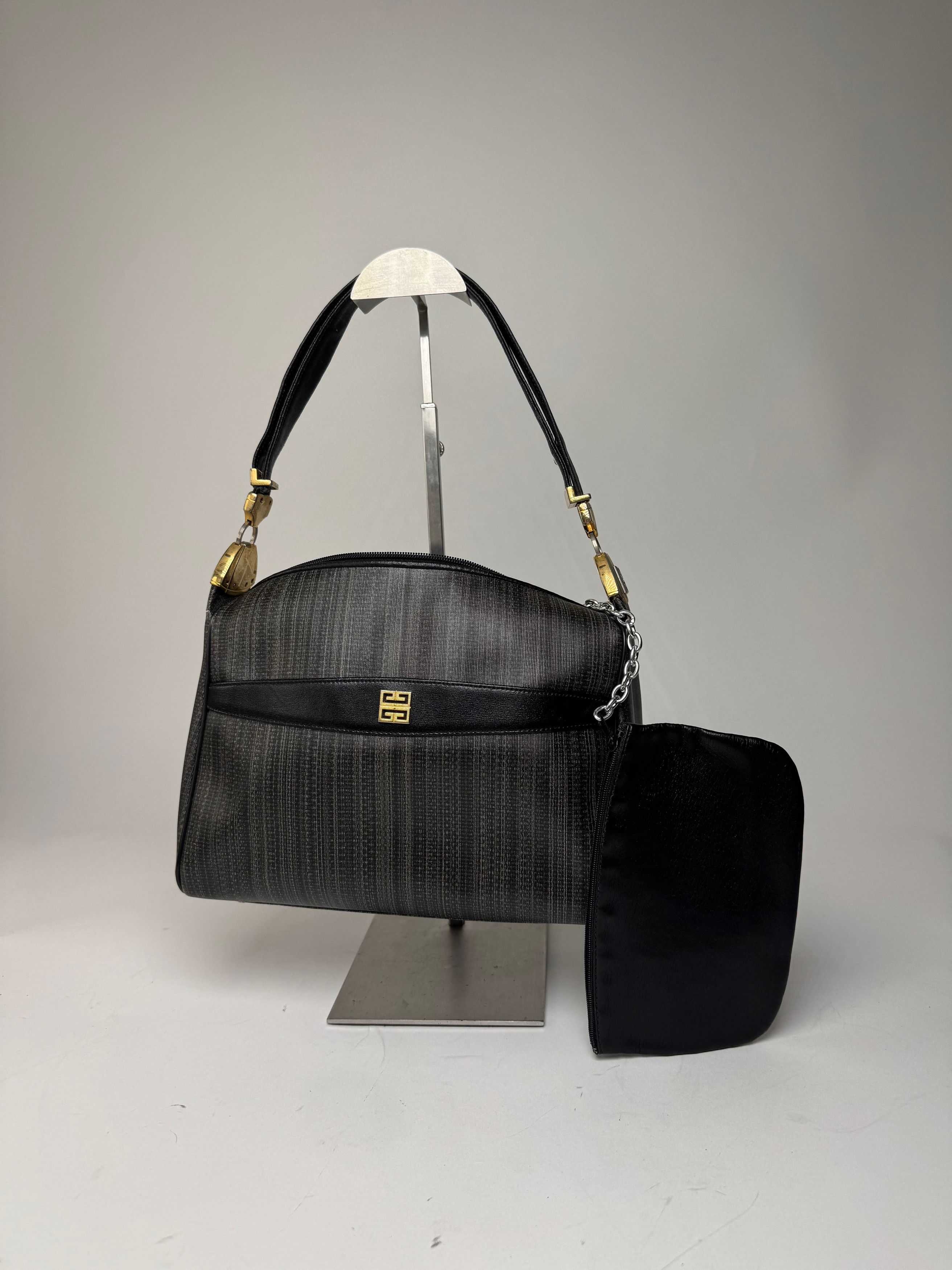 Givenchy Vintage 2Way Leather Handbag Black Grey Size ONE SIZE - 15 Thumbnail